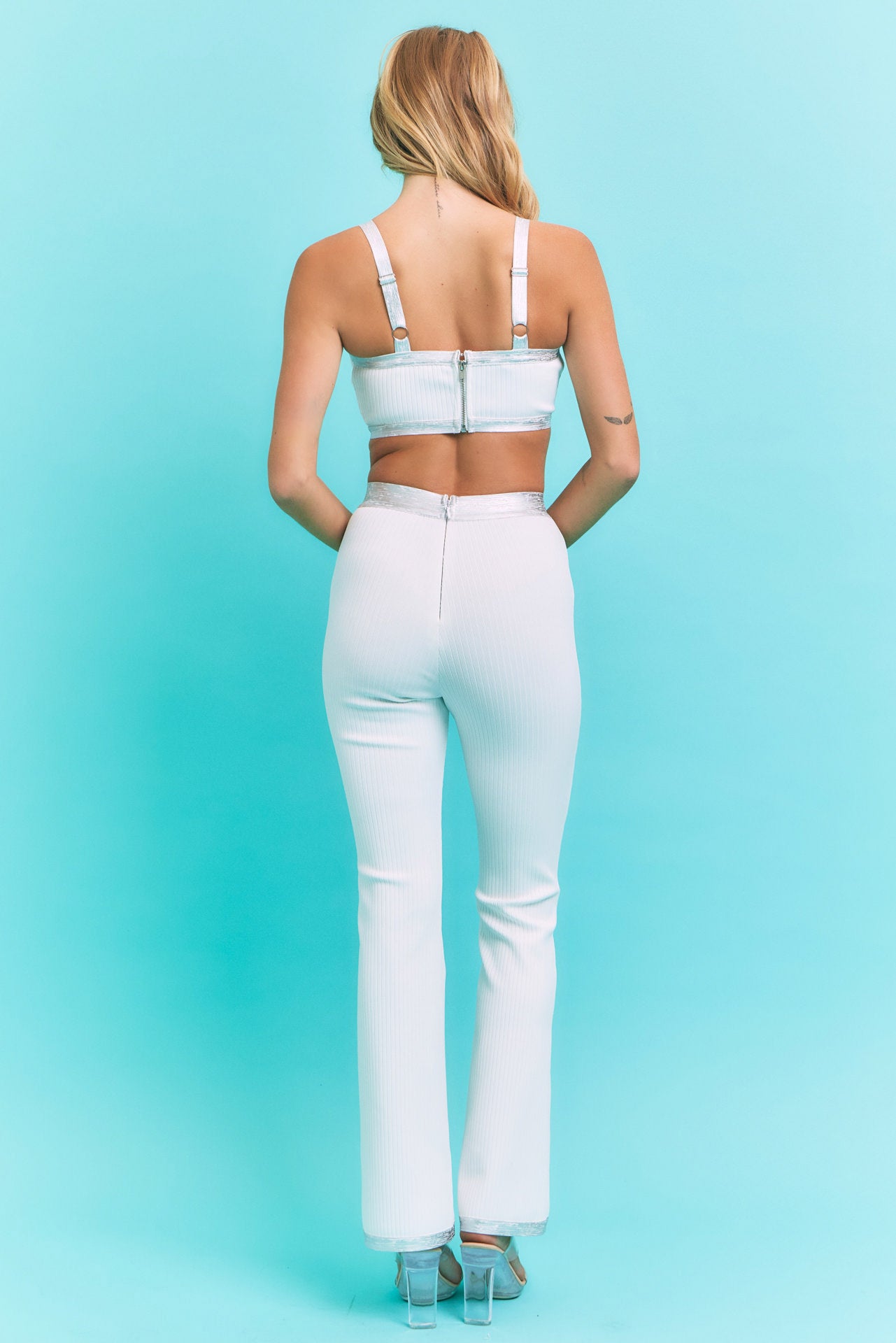 Made To Pair Bandage Crop Top & Flare Pants Set