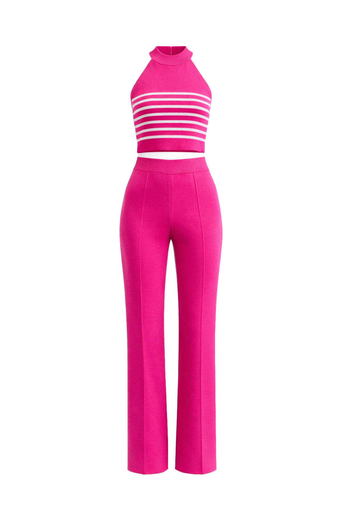 Emery Stripe Knit Sleeveless Mock Neck Top with Pants Set