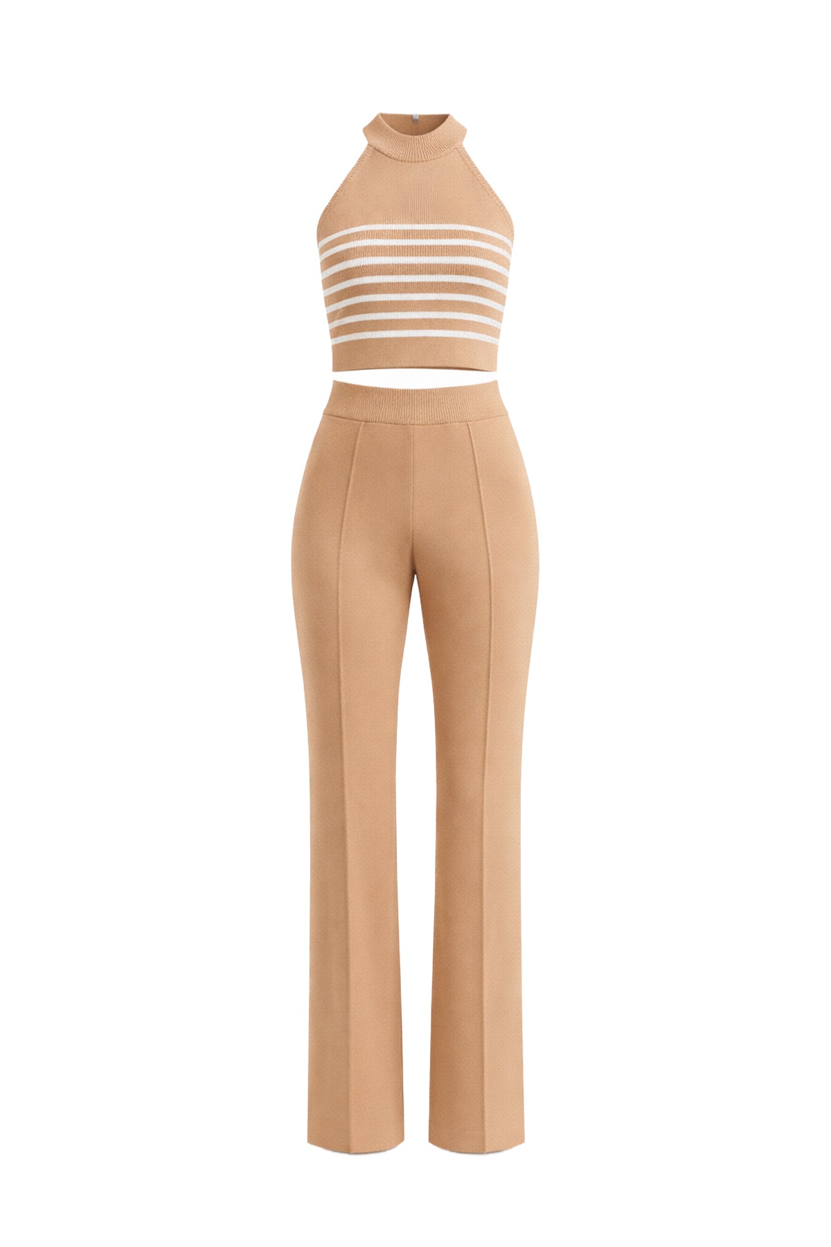 Emery Stripe Knit Sleeveless Mock Neck Top with Pants Set