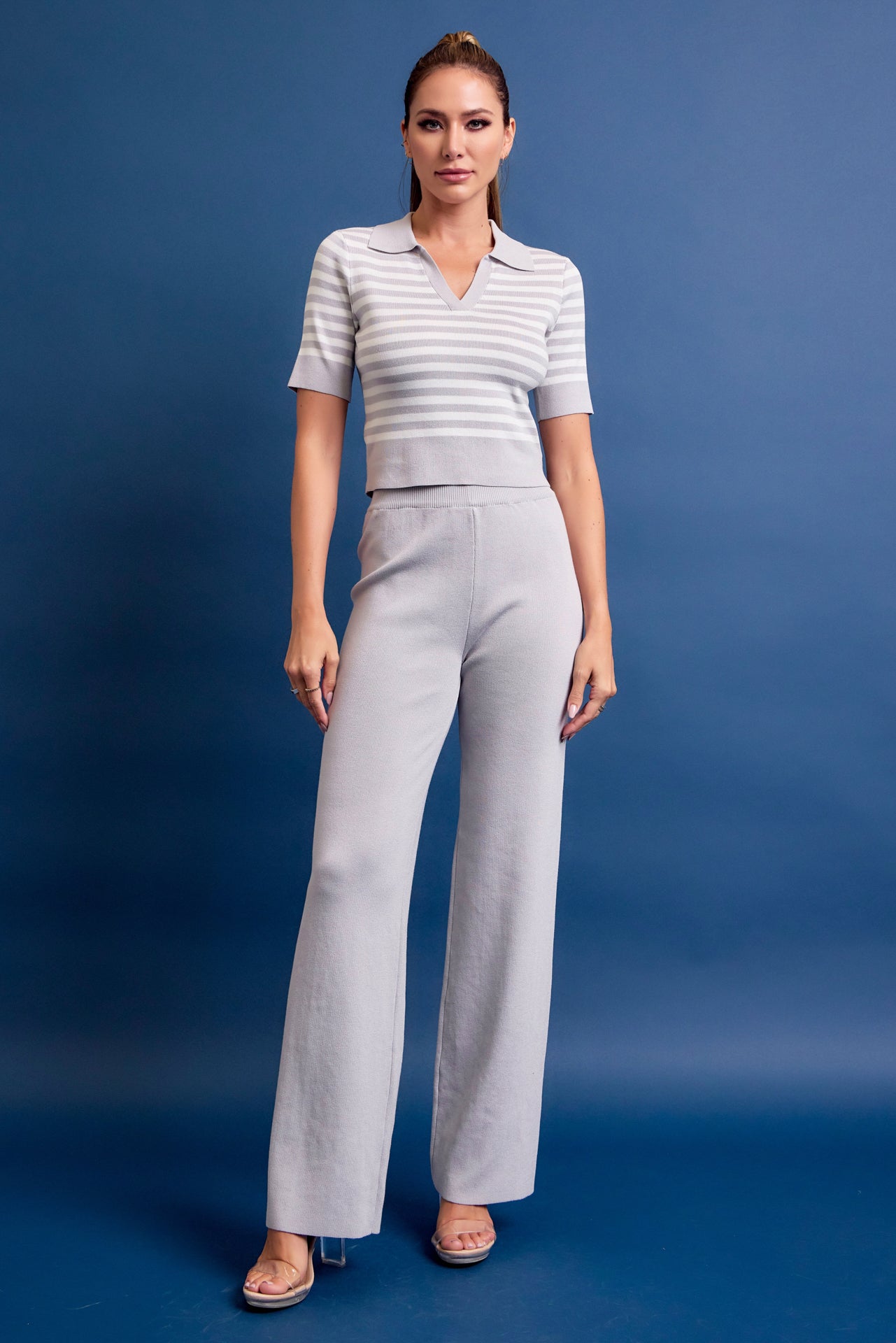 Calm Day Stripe Knit Top and Pants Set