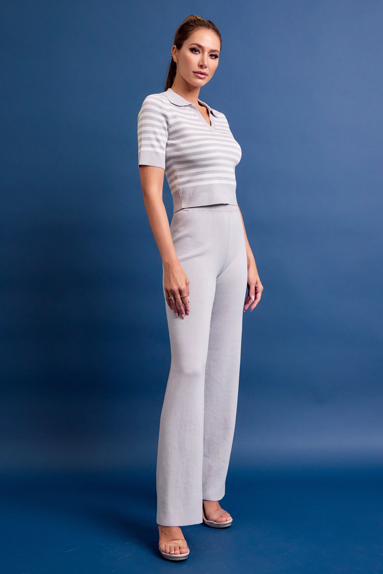 Calm Day Stripe Knit Top and Pants Set