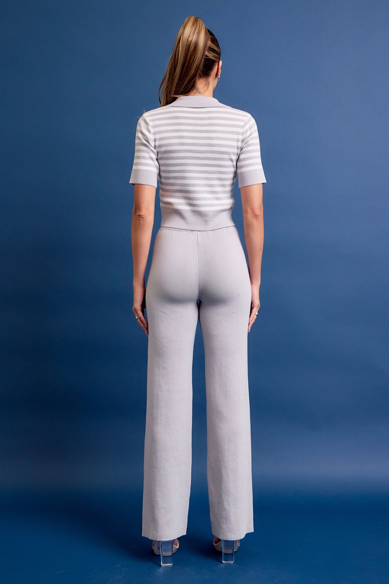 Calm Day Stripe Knit Top and Pants Set