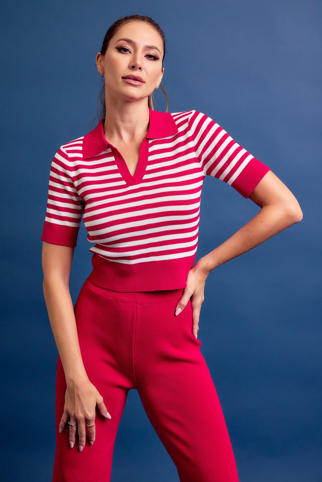 Calm Day Stripe Knit Top and Pants Set