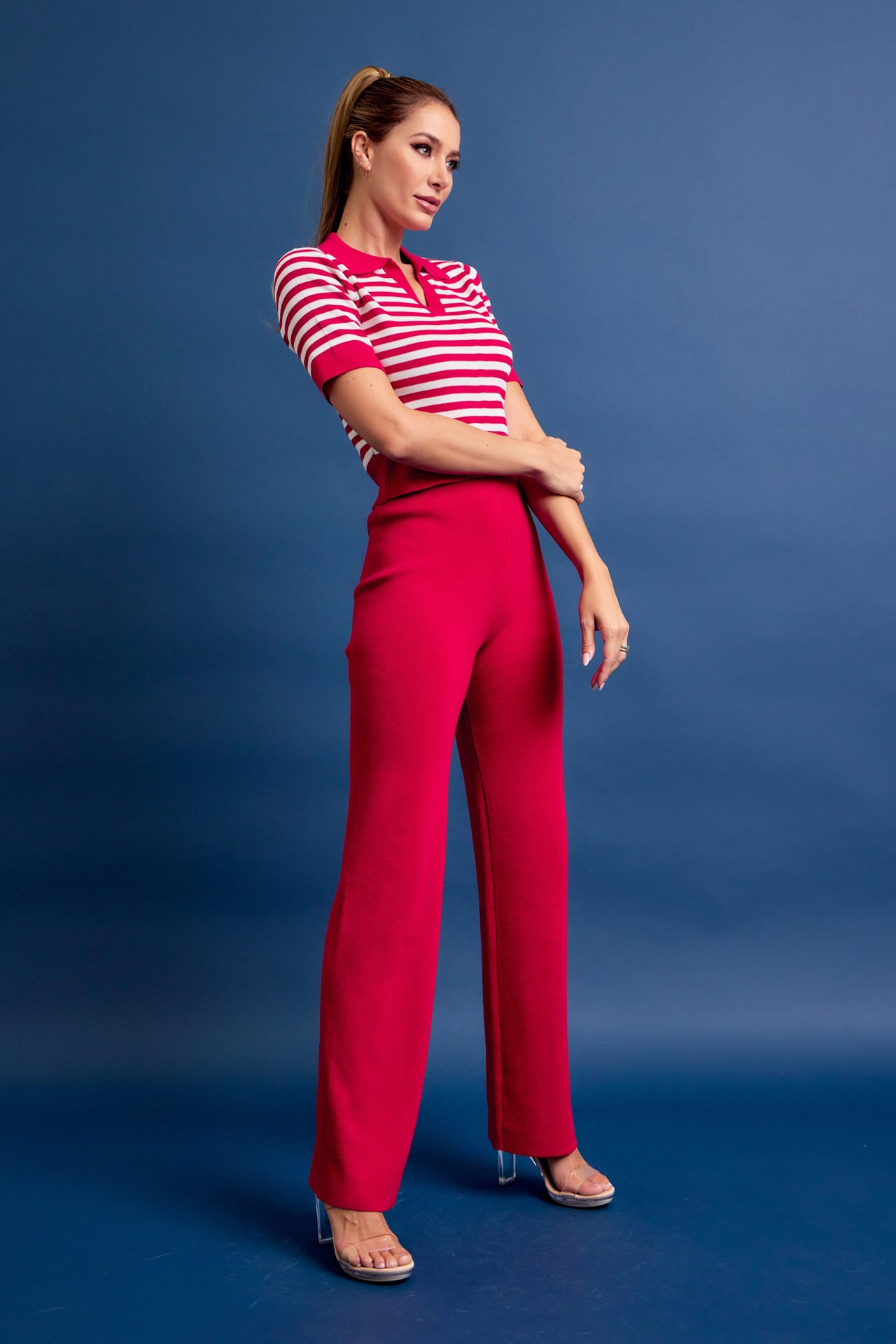 Calm Day Stripe Knit Top and Pants Set