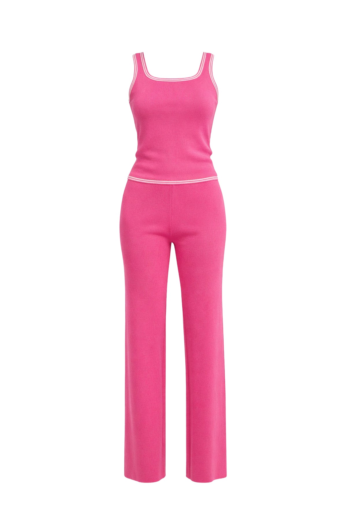 Blooming Borders Knit Sleeveless Top and Pants Set