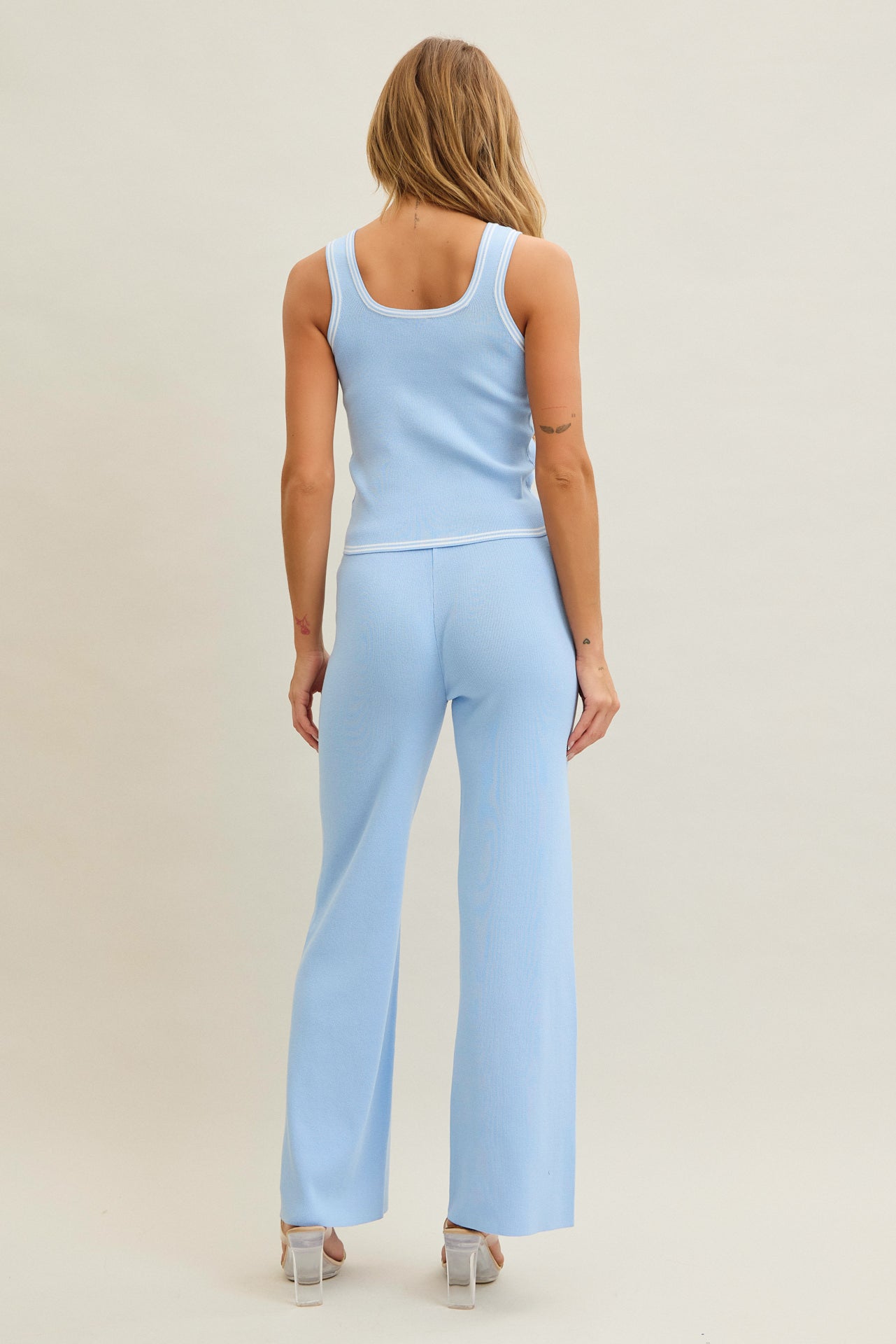 Blooming Borders Knit Sleeveless Top and Pants Set
