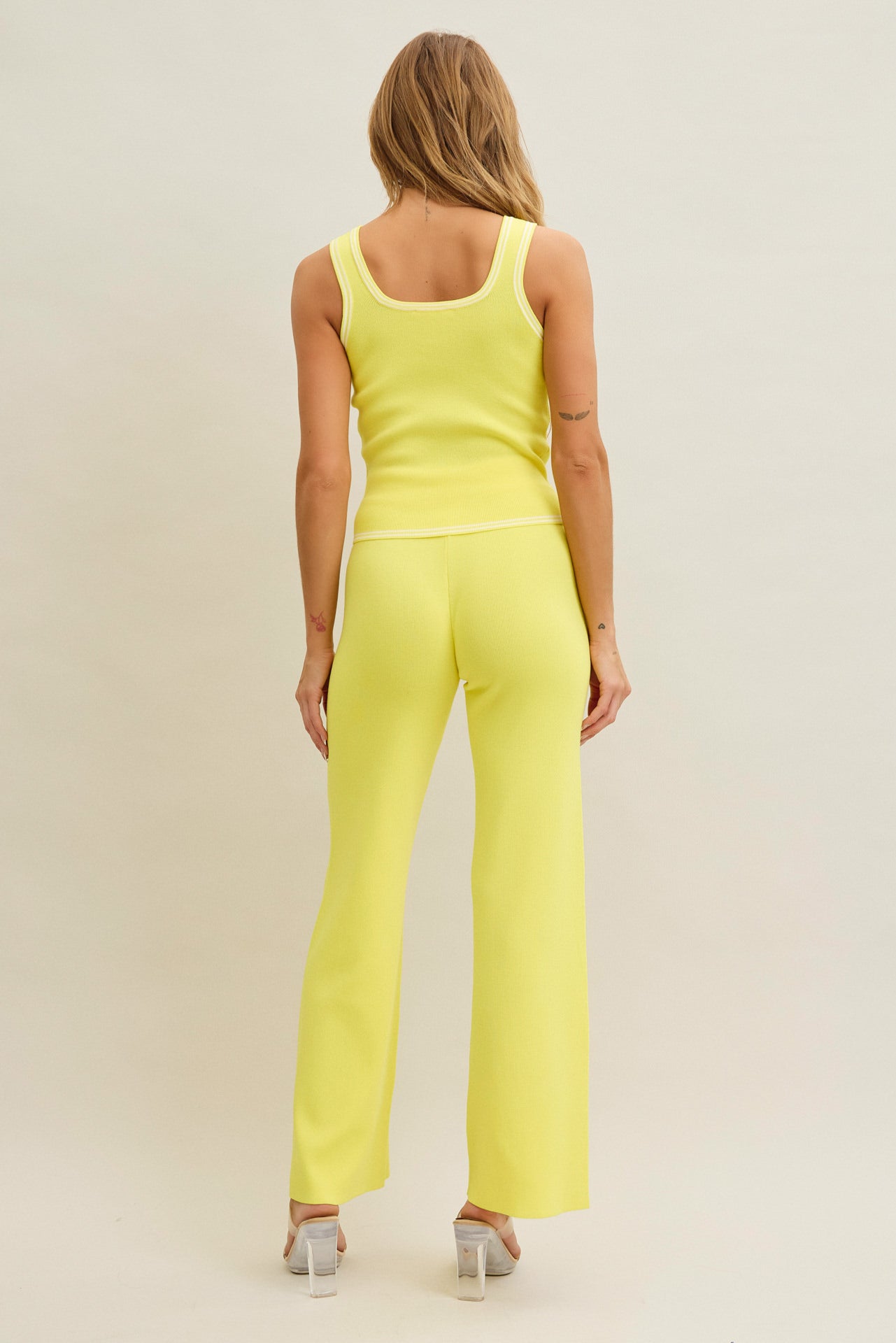 Blooming Borders Knit Sleeveless Top and Pants Set