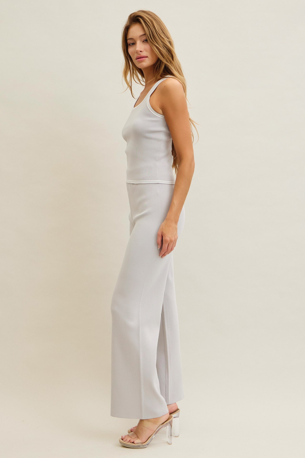 Blooming Borders Knit Sleeveless Top and Pants Set