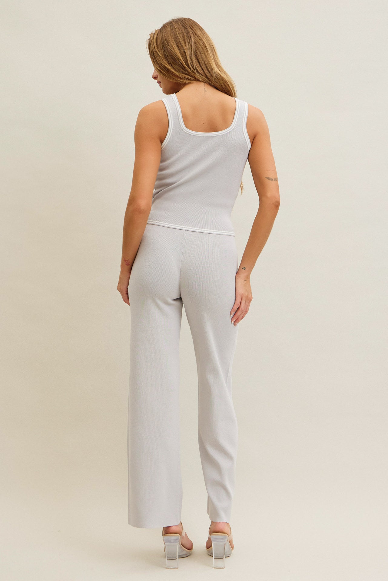 Blooming Borders Knit Sleeveless Top and Pants Set