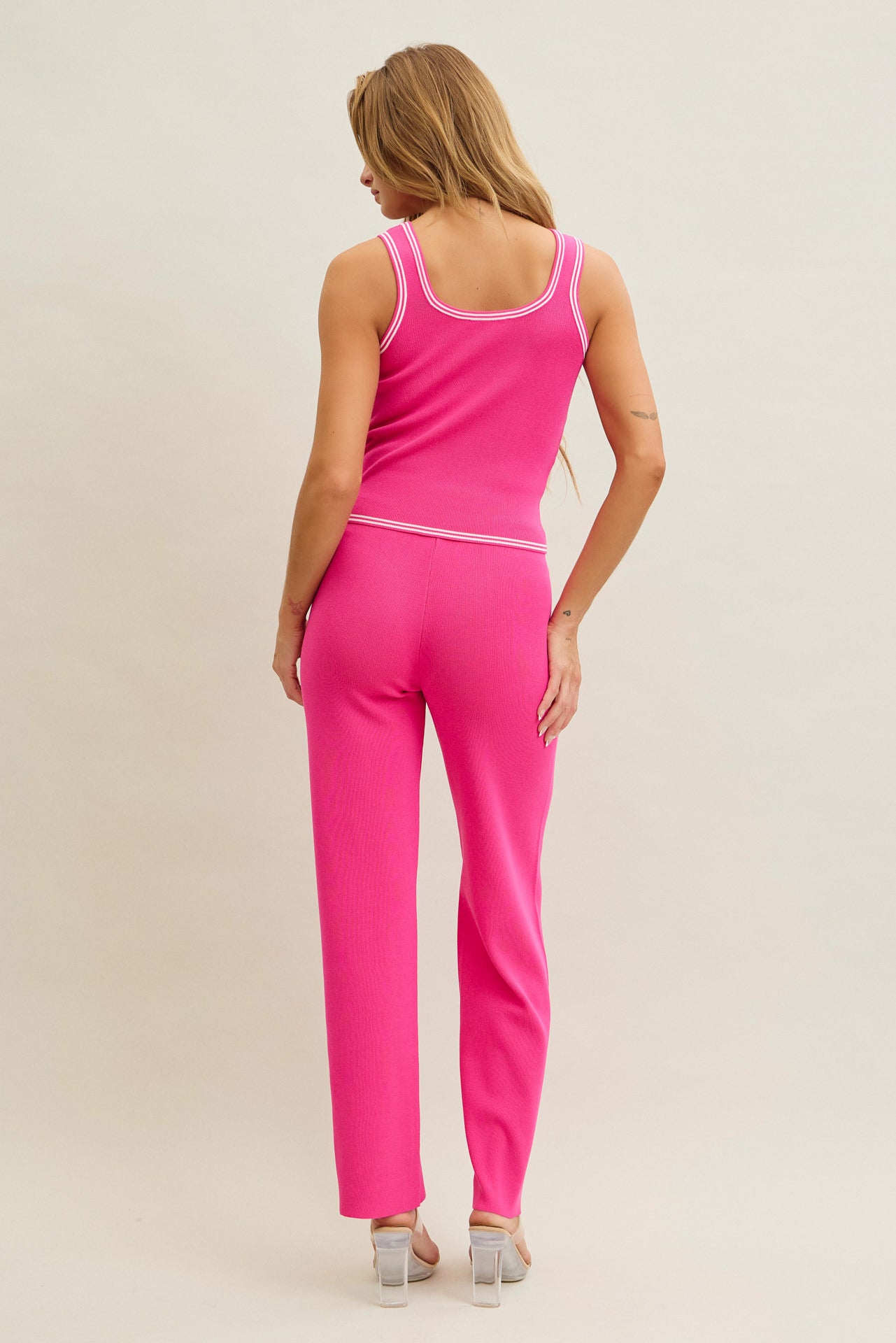 Blooming Borders Knit Sleeveless Top and Pants Set
