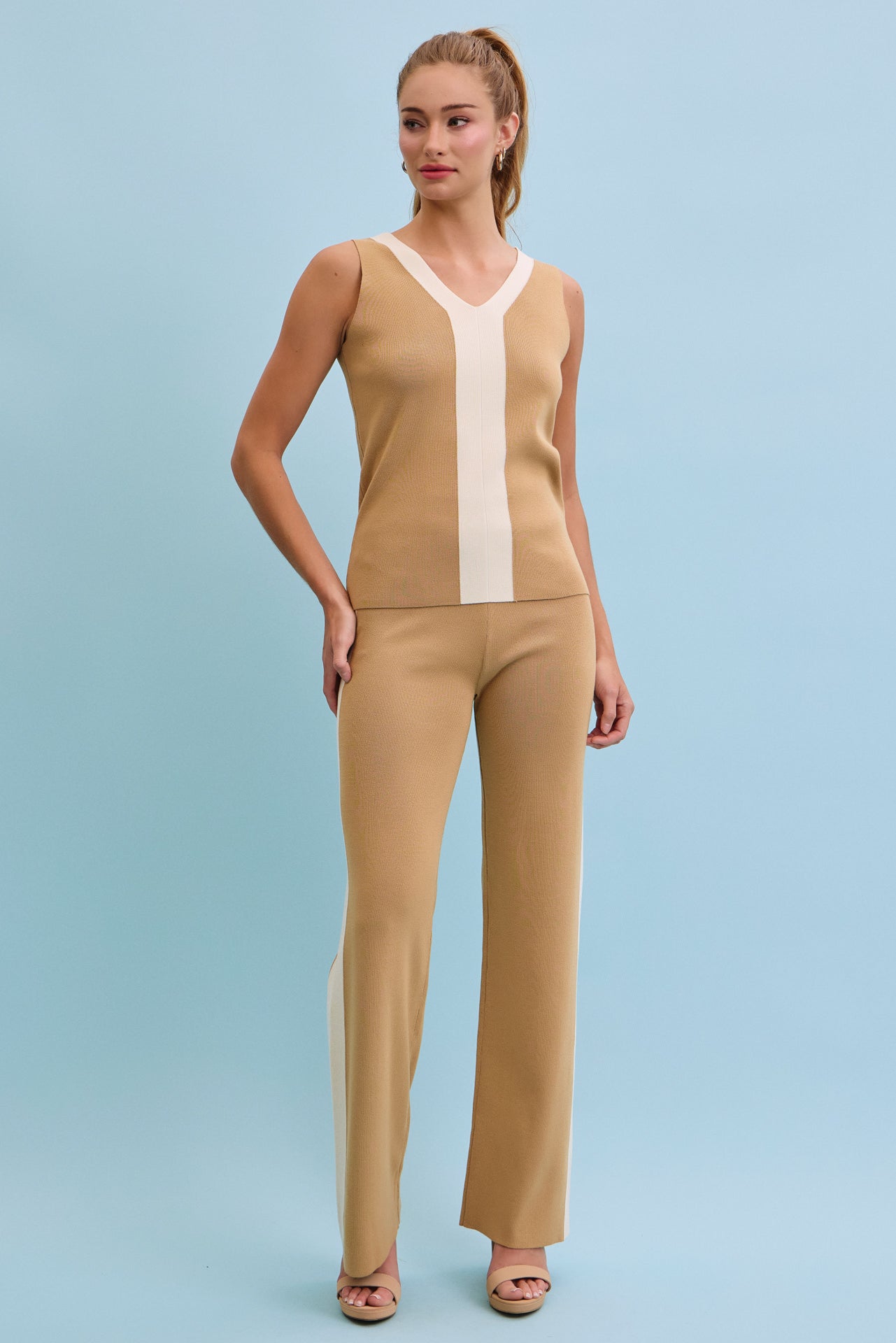Vanessa Colorblock Knit Sleeveless Top and Pants Set