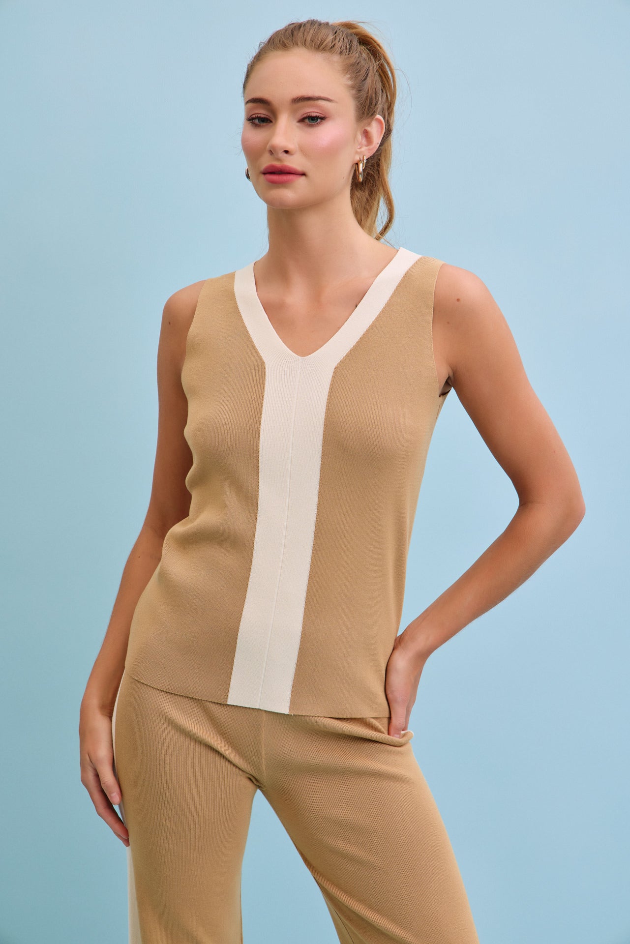 Vanessa Colorblock Knit Sleeveless Top and Pants Set