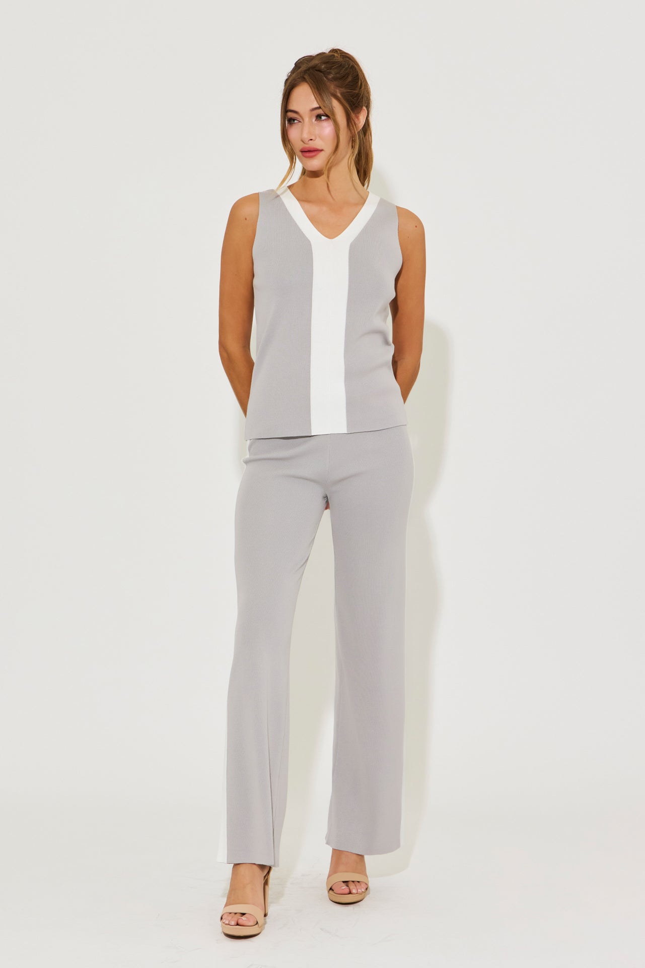 Vanessa Colorblock Knit Sleeveless Top and Pants Set