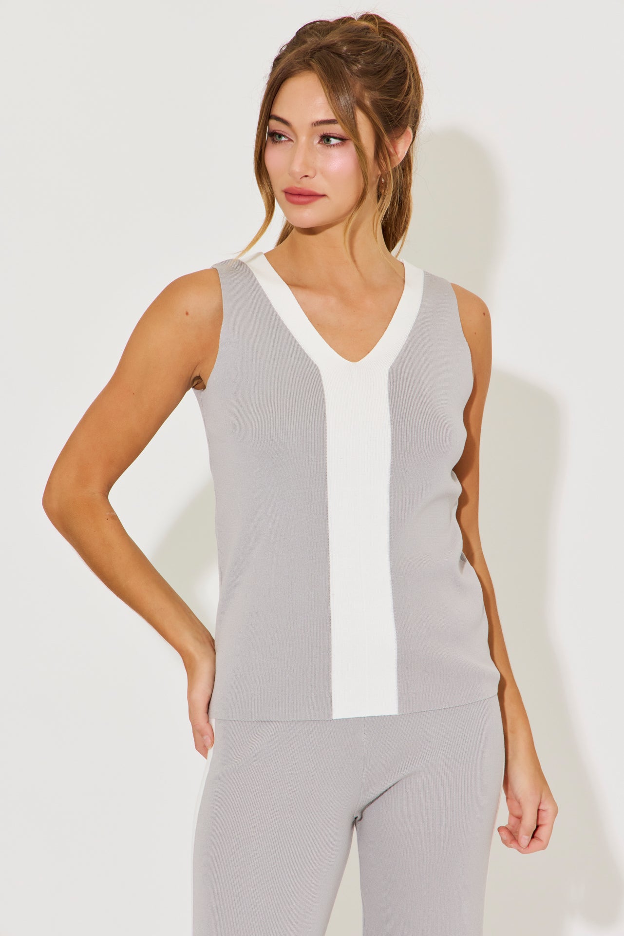 Vanessa Colorblock Knit Sleeveless Top and Pants Set
