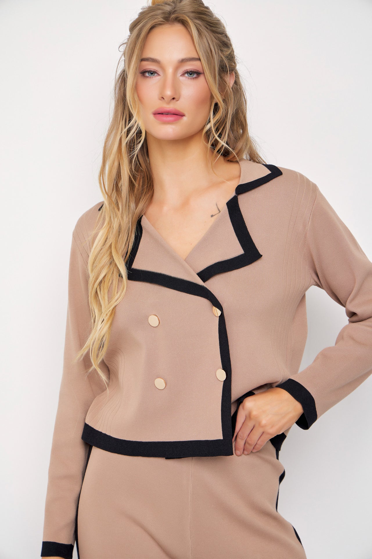 Veronica Knit Double Breasted Jacket And Pants Set