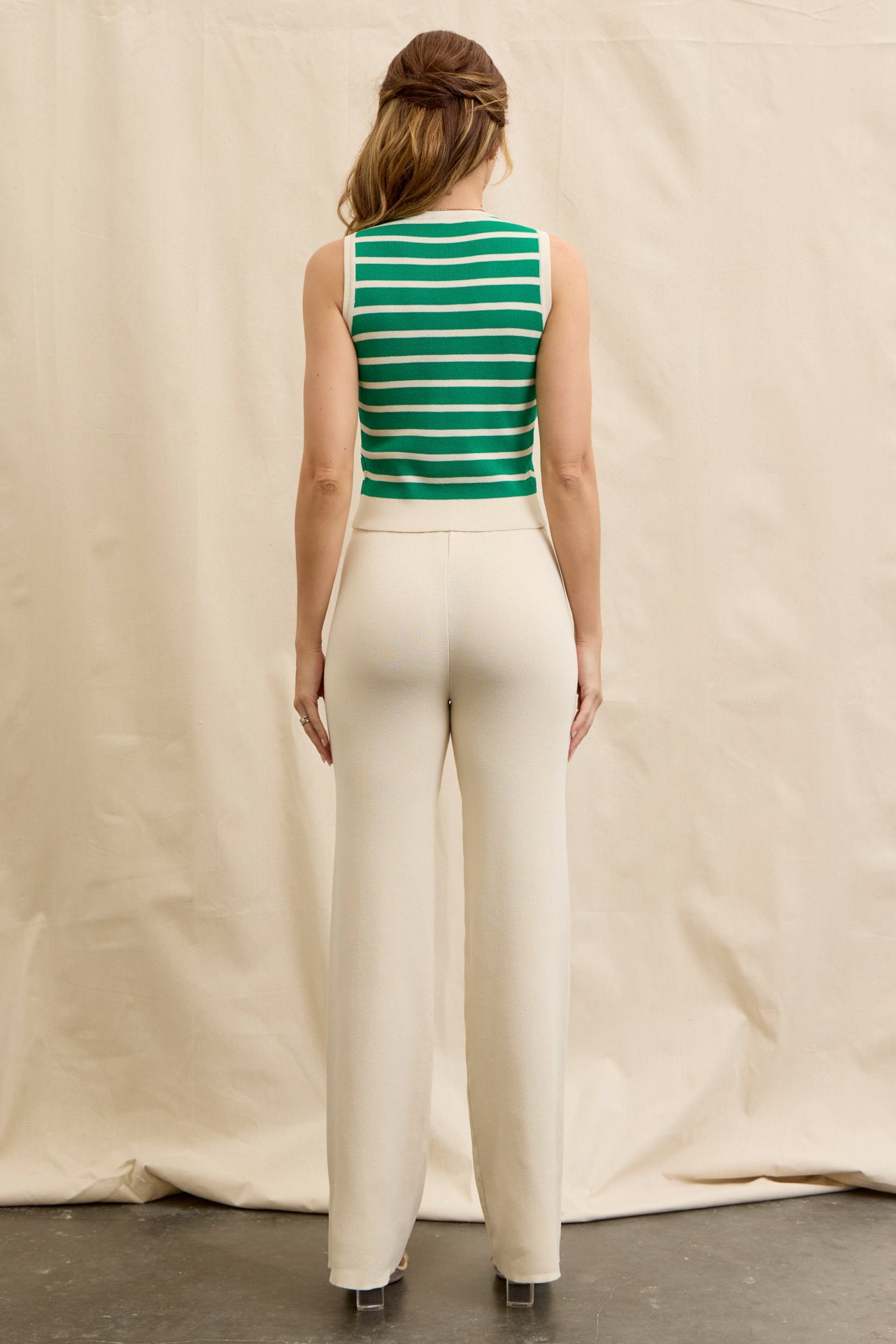 Maggie Stripe Knit Sleeveless Top and Pants Set