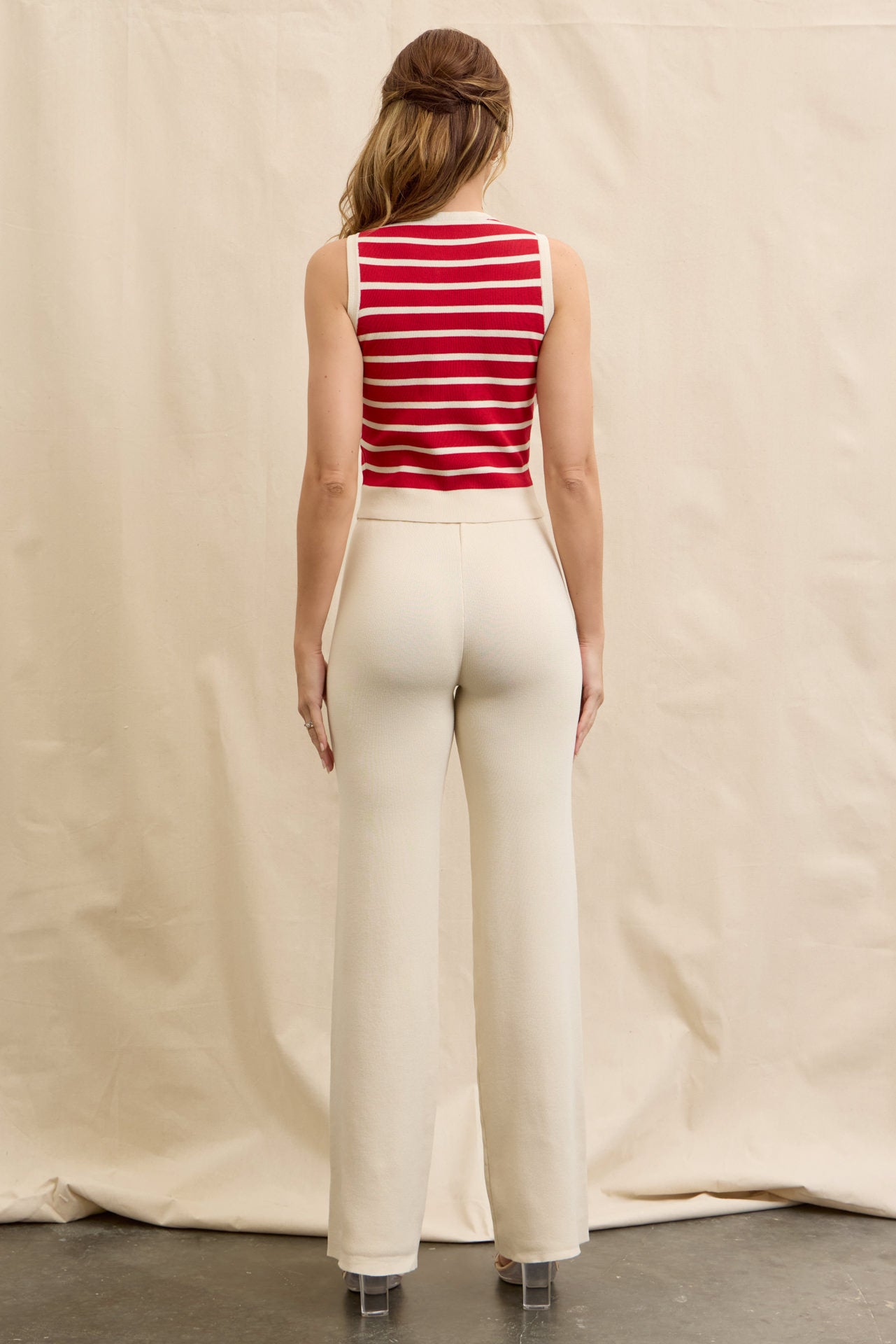 Maggie Stripe Knit Sleeveless Top and Pants Set