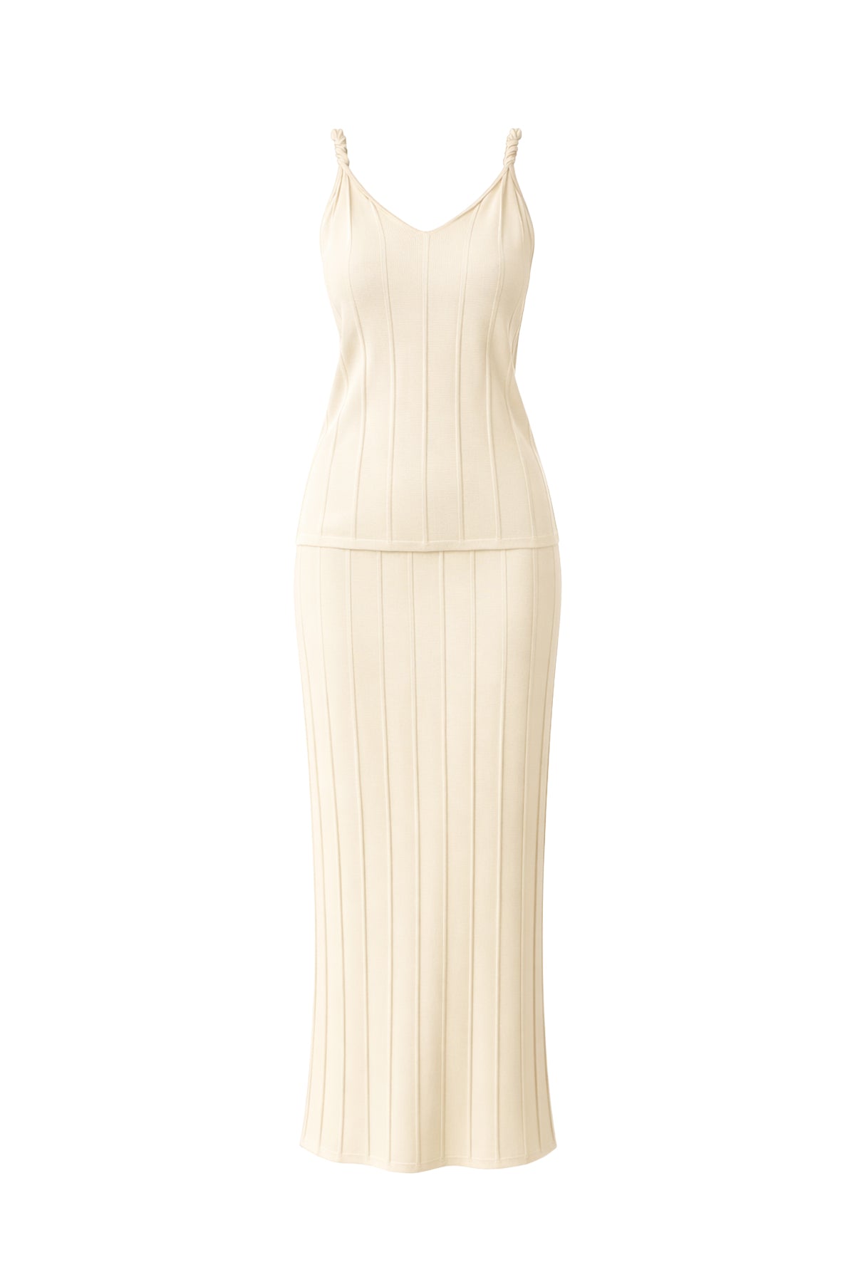 Twist & Flow Knit Sleeveless Top and Midi Skirt Set