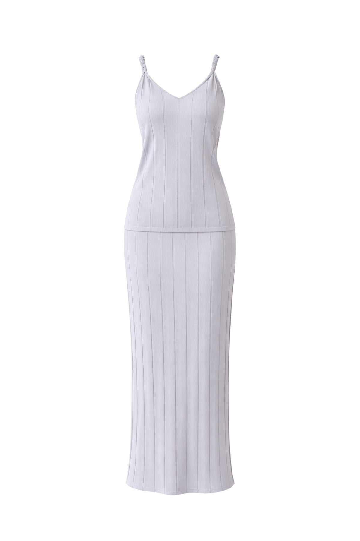 Twist & Flow Knit Sleeveless Top and Midi Skirt Set