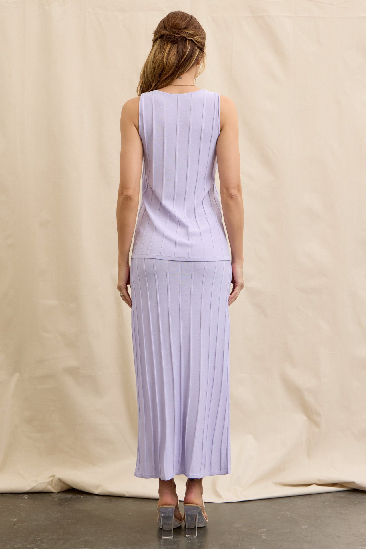 Twist & Flow Knit Sleeveless Top and Midi Skirt Set