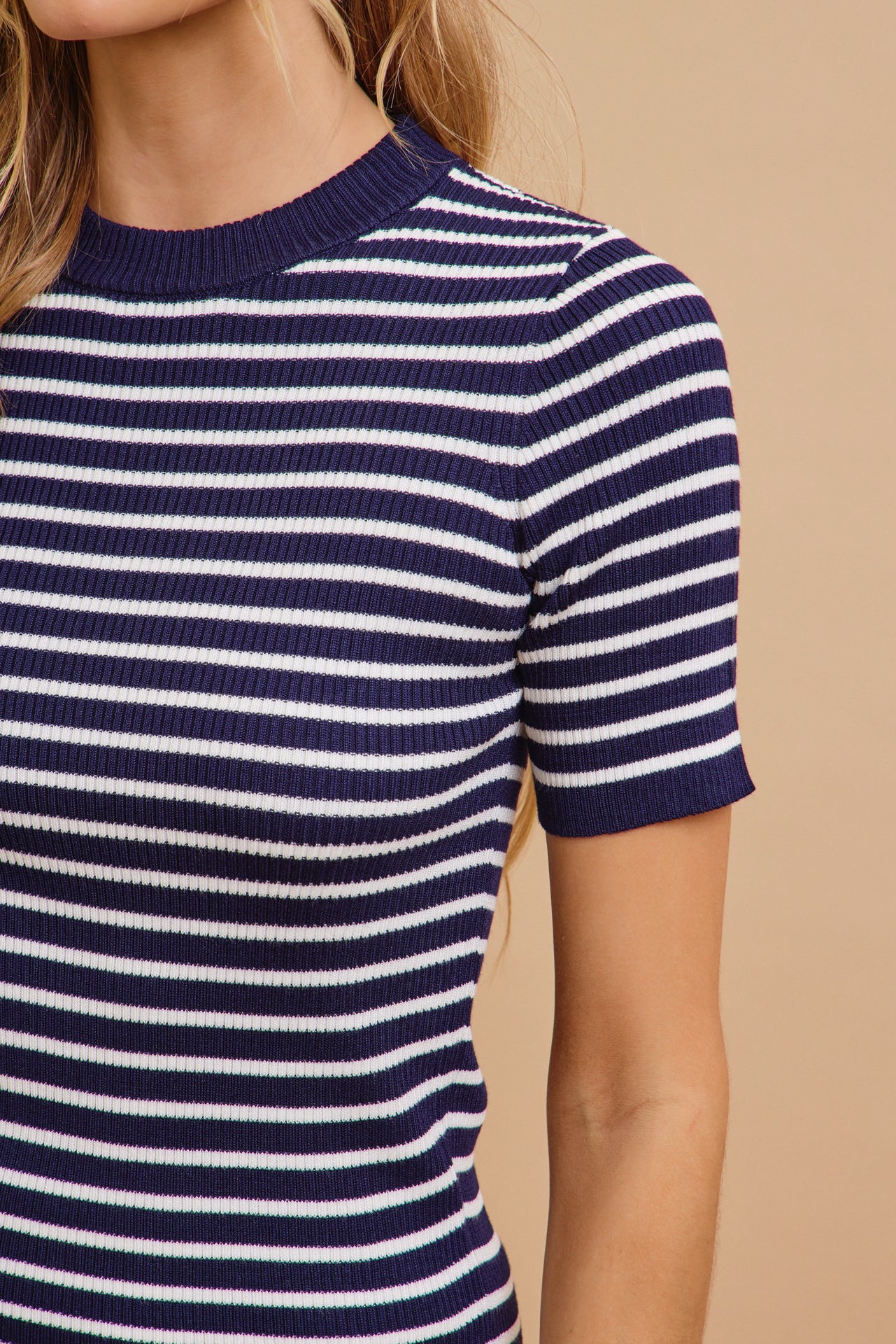 Marin Stripe Knit Short Sleeve Top and Solid Pants Set