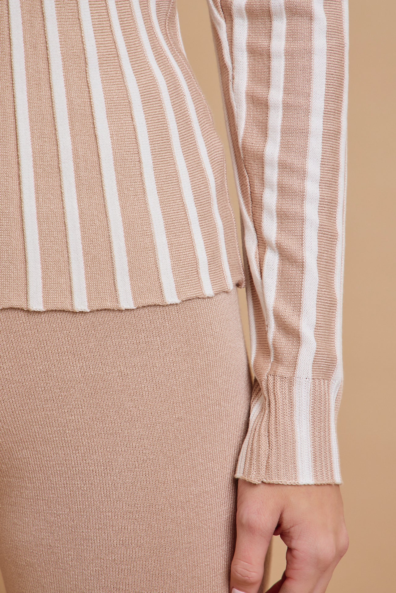 Classic Knit Combo Cardigan And Solid Pants Set