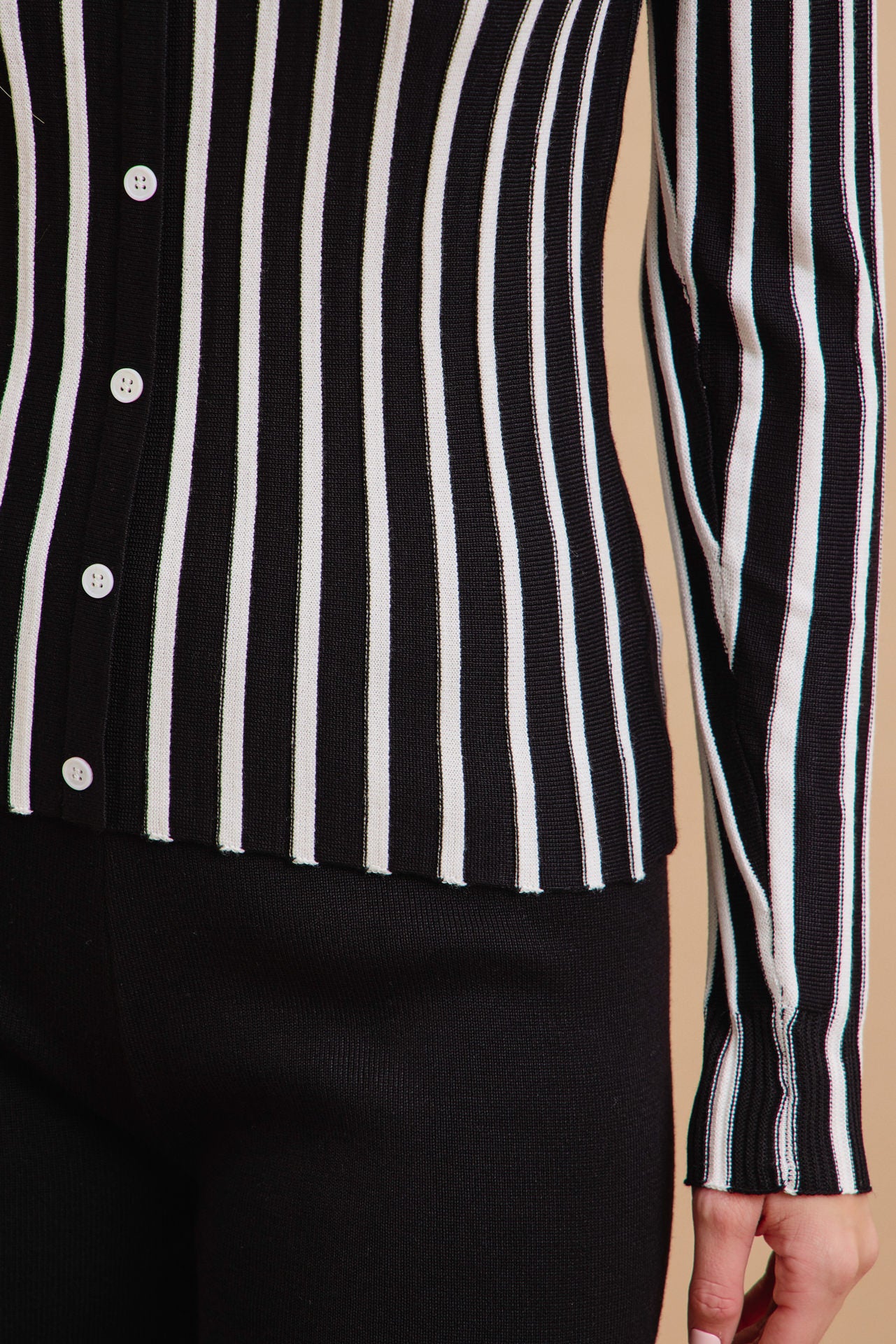 Classic Knit Combo Cardigan And Solid Pants Set