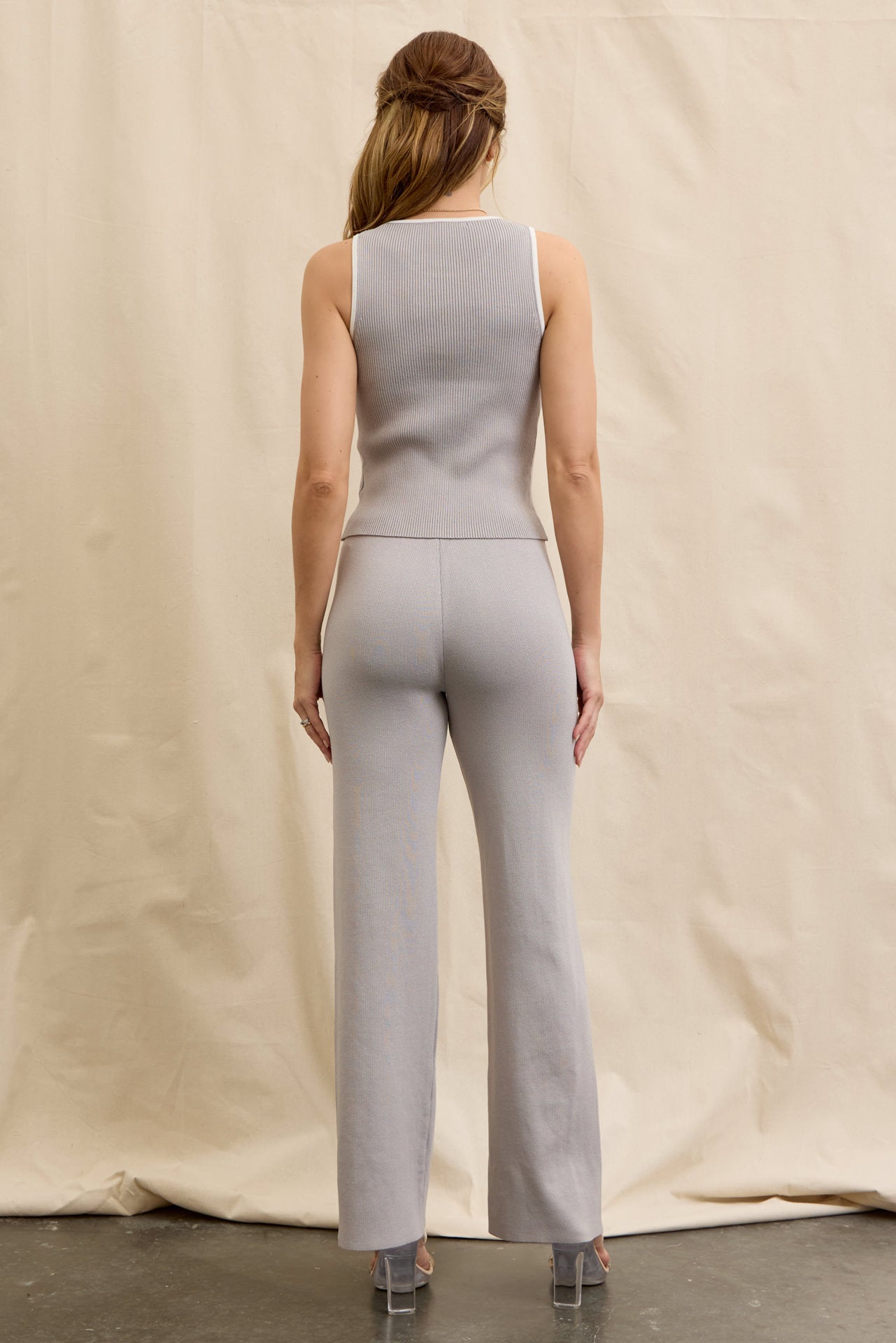 Celestia Rib Knit Sleeveless Top and Pants Set