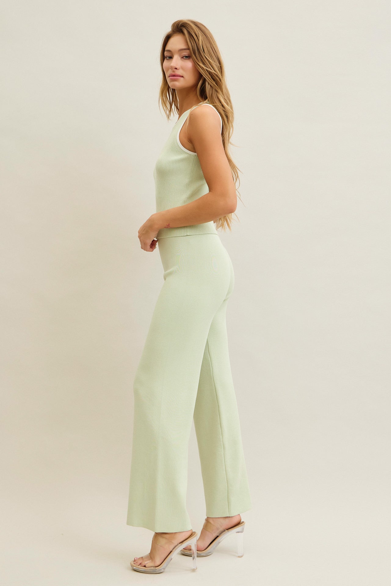 Celestia Rib Knit Sleeveless Top and Pants Set