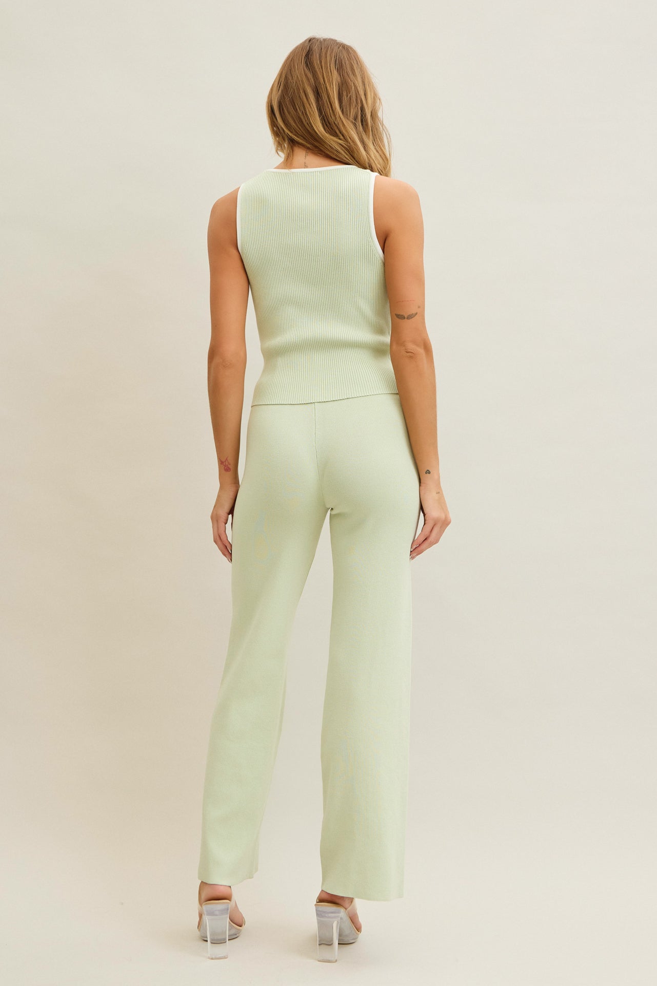 Celestia Rib Knit Sleeveless Top and Pants Set