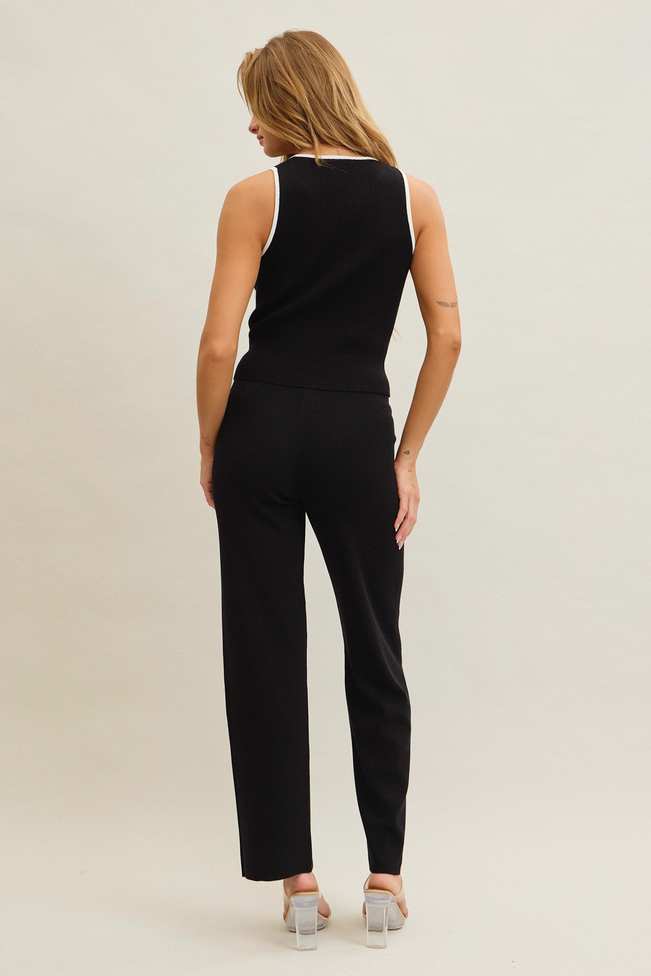 Celestia Rib Knit Sleeveless Top and Pants Set