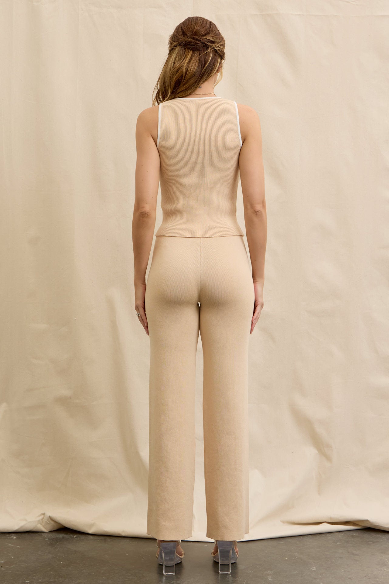 Celestia Rib Knit Sleeveless Top and Pants Set