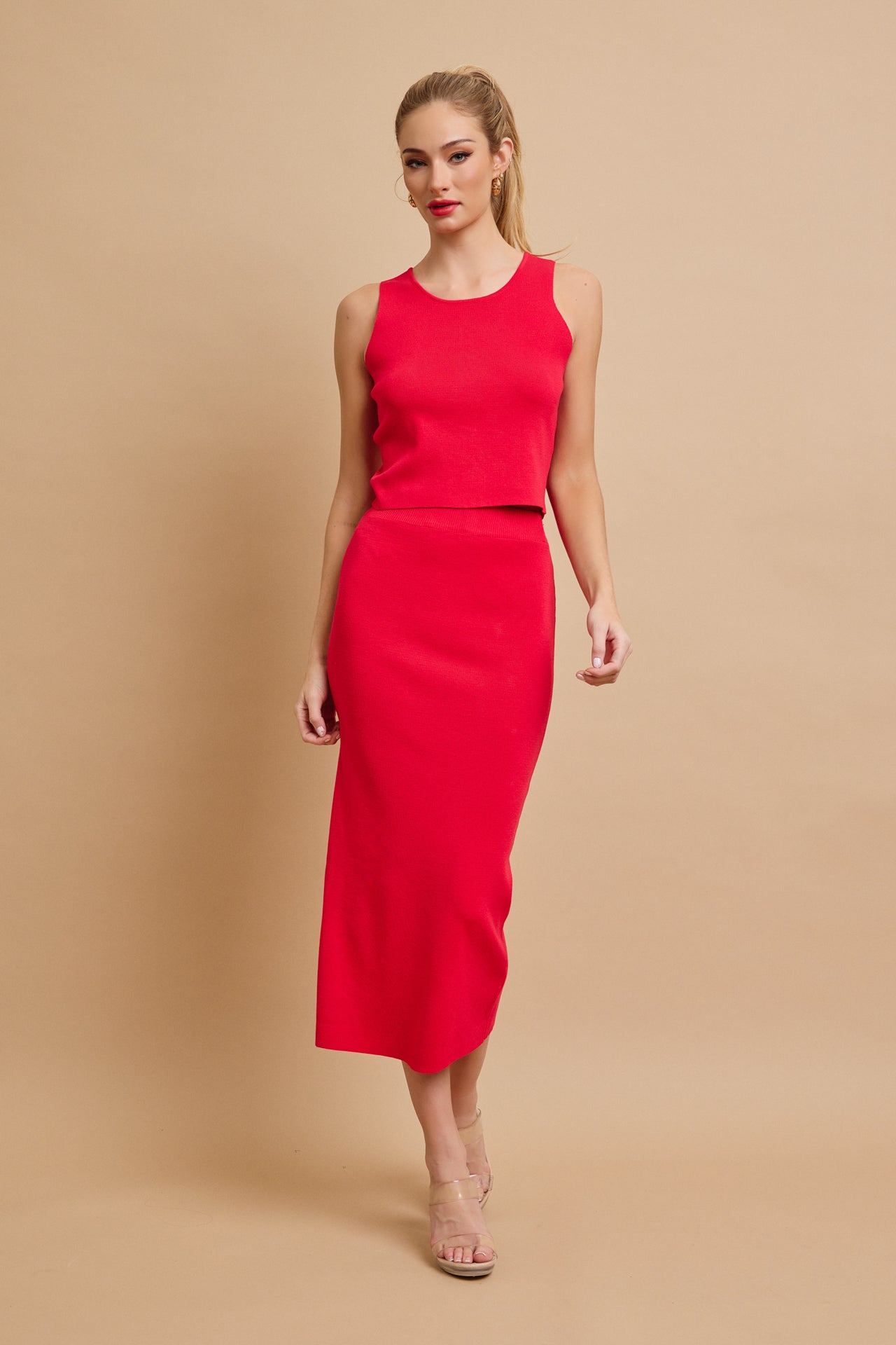 Sexy Back Knit Tank & Skirt Set