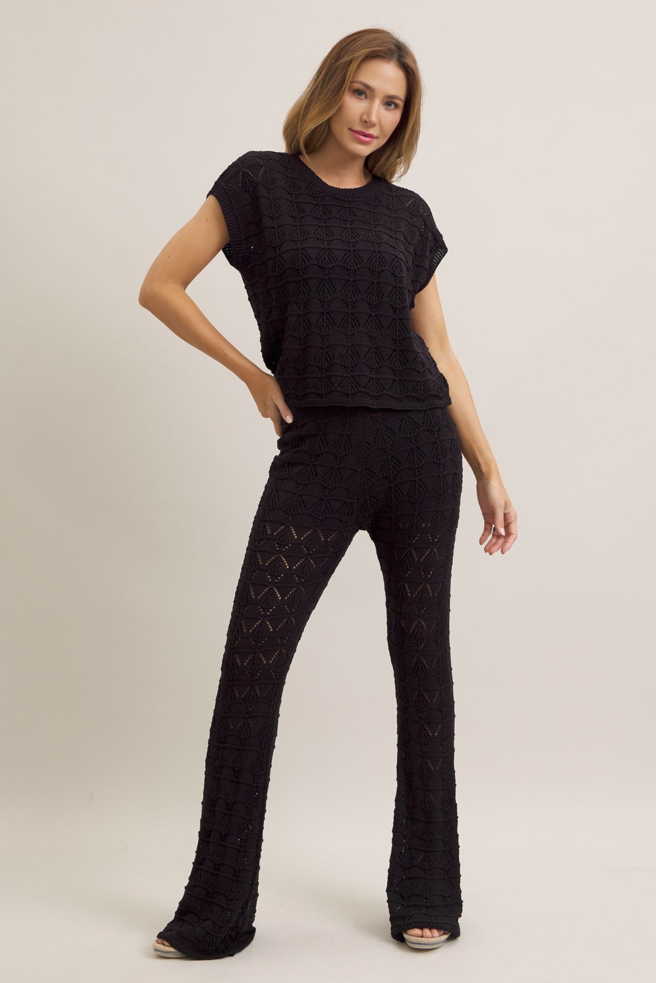 Coralyn Pointelle Short Sleeve & Pants Set