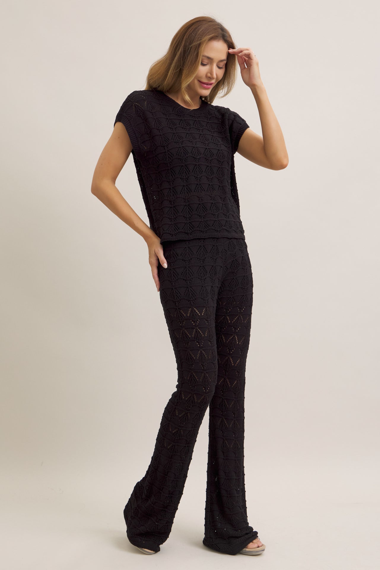 Coralyn Pointelle Short Sleeve & Pants Set