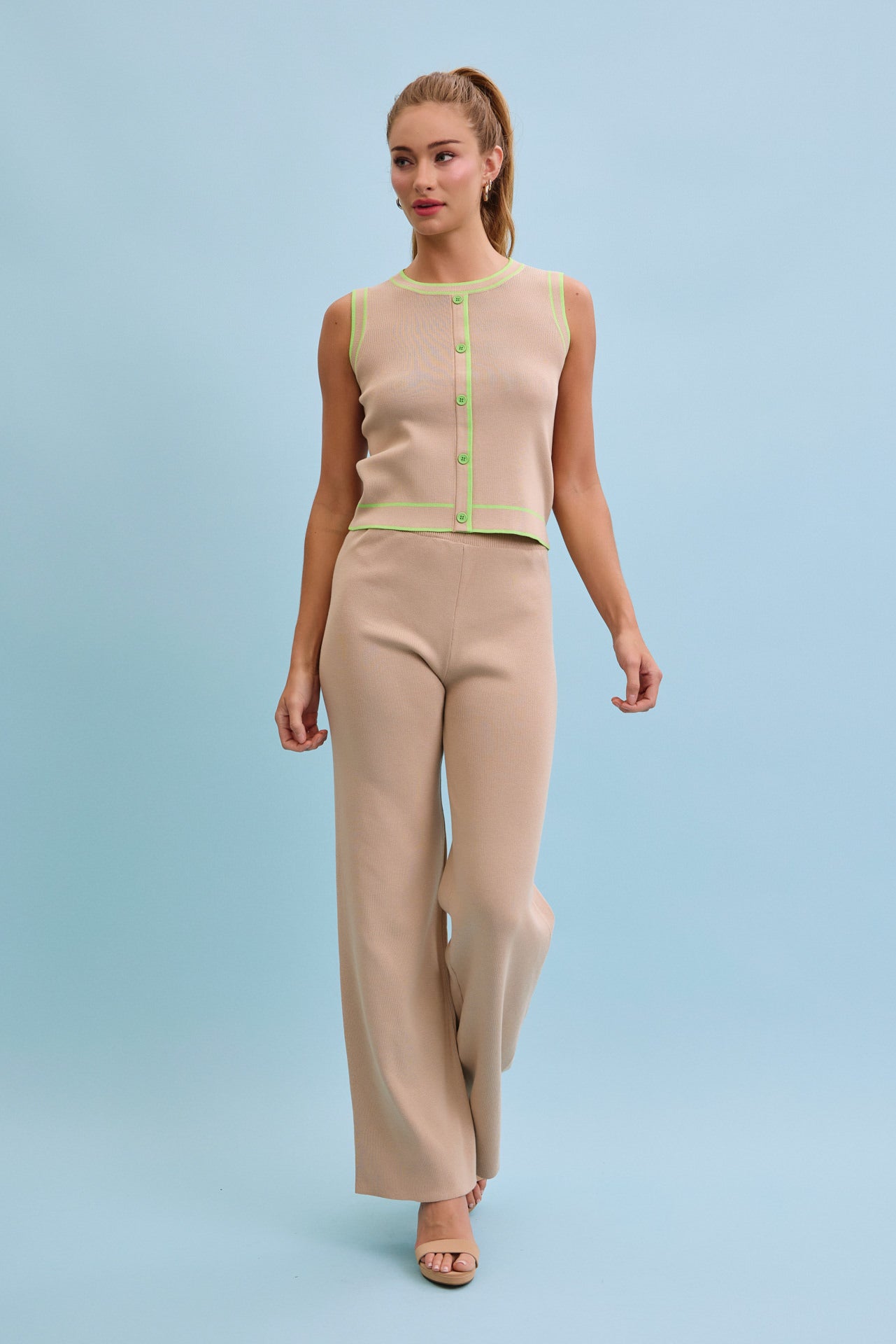 Contrast Vibe Sleeveless Top & Pants Set