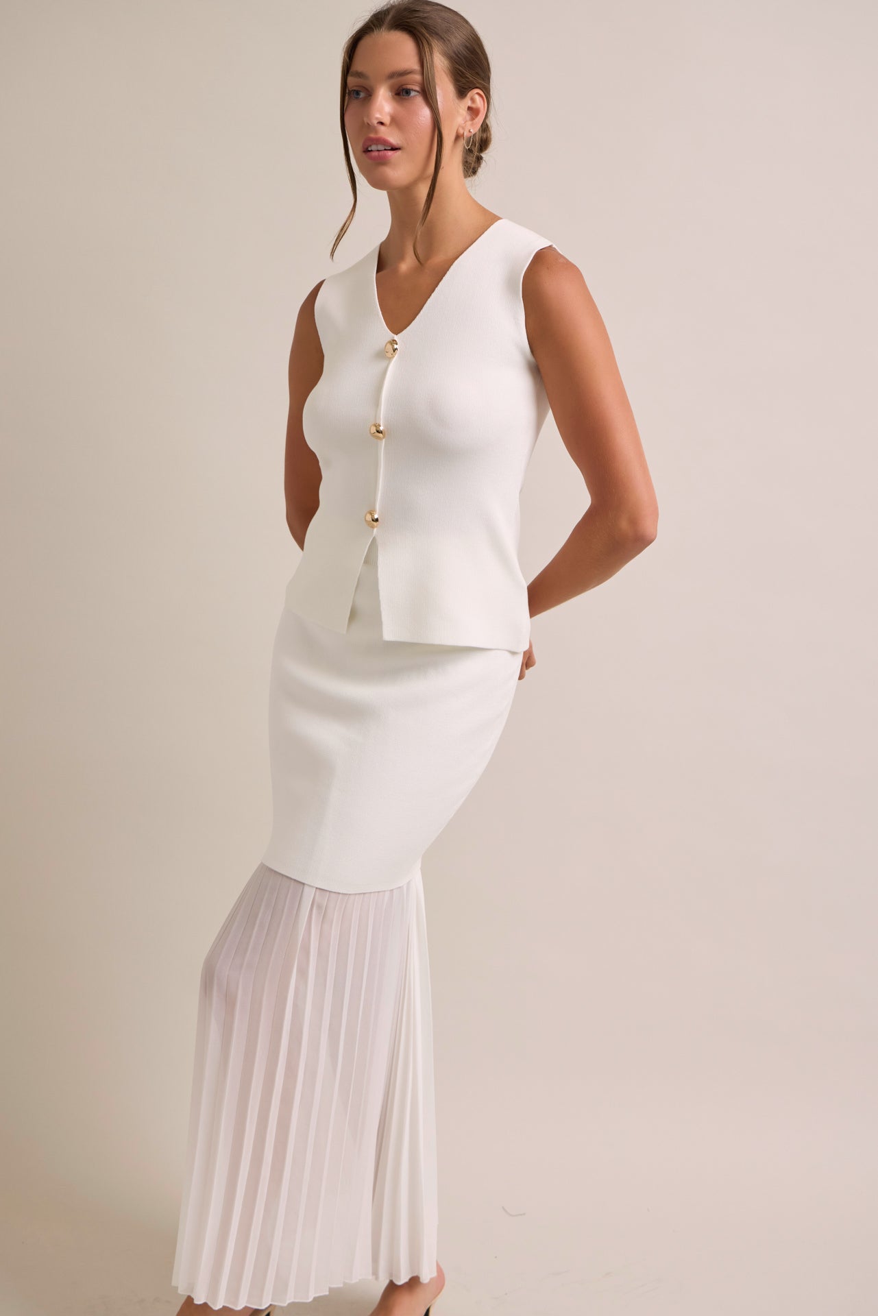 Tessara Knit Sleeveless Top With Skirt Set