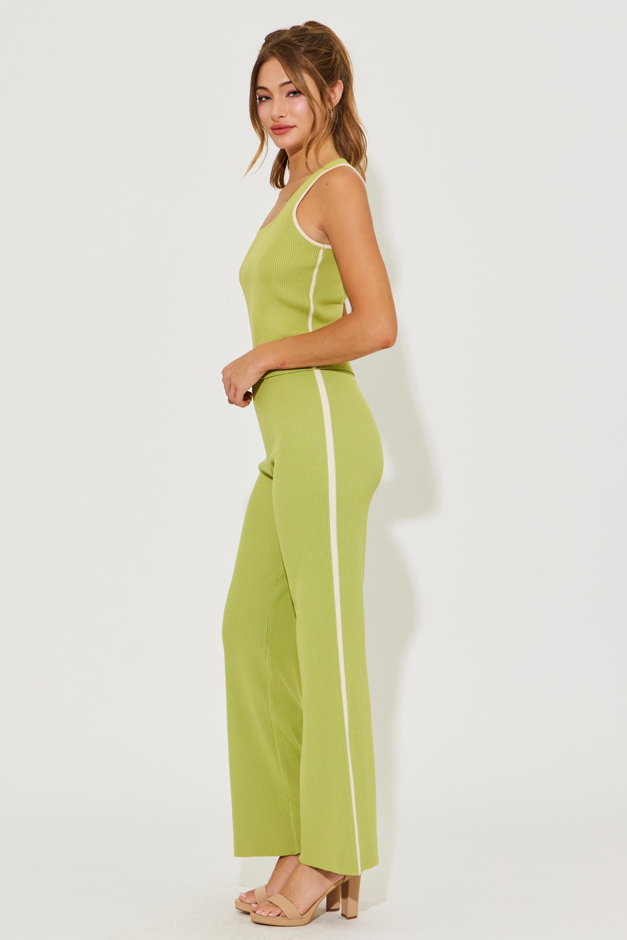 Lilith Ribbed Knit Tank Top With Pants Set