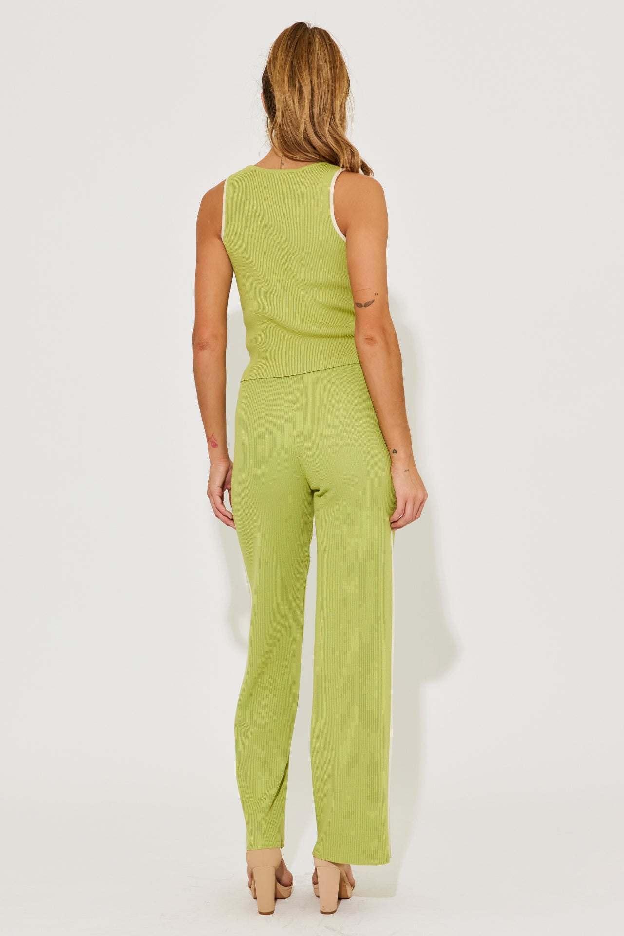 Lilith Ribbed Knit Tank Top With Pants Set