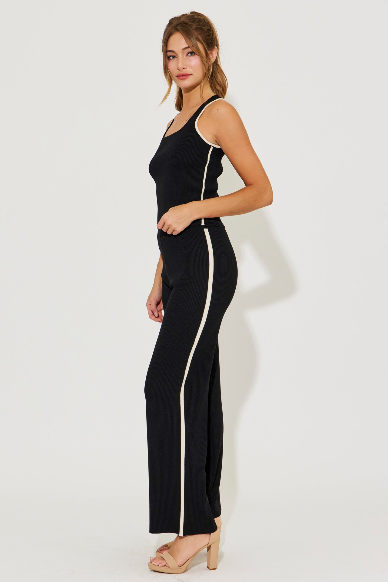 Lilith Ribbed Knit Tank Top With Pants Set
