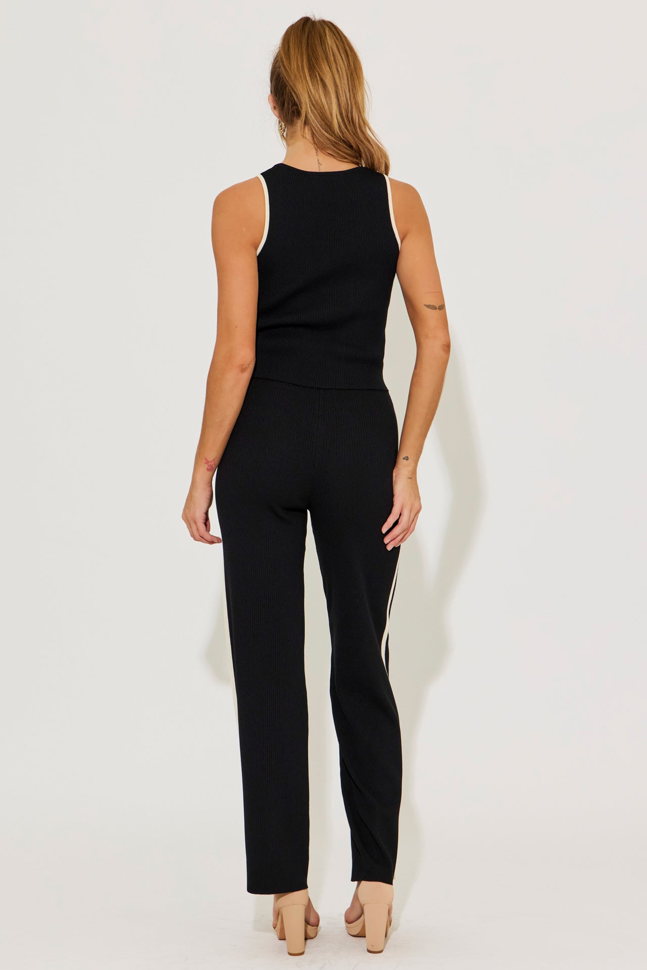 Lilith Ribbed Knit Tank Top With Pants Set