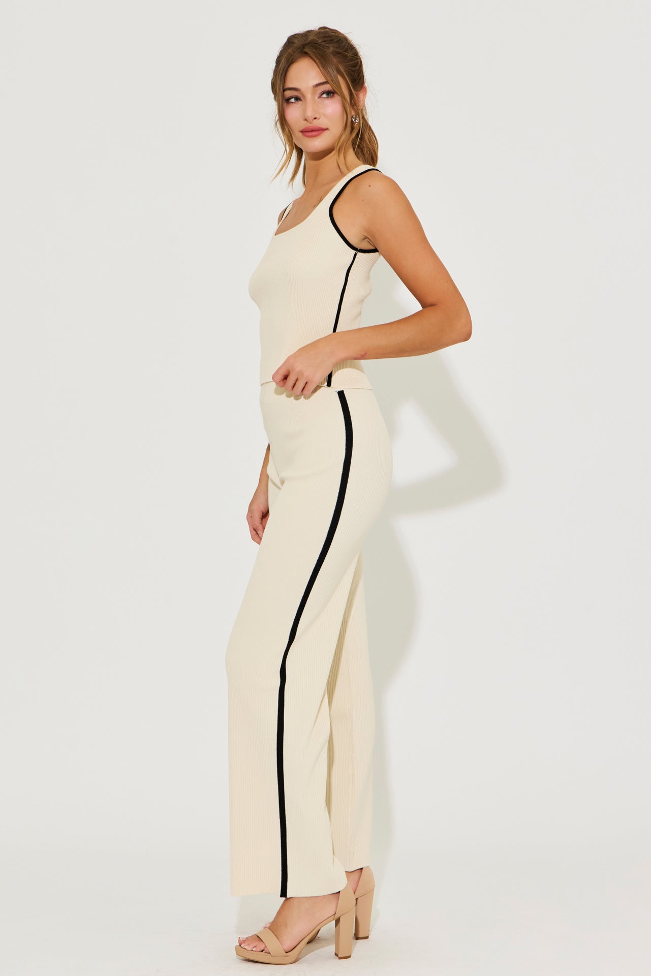 Lilith Ribbed Knit Tank Top With Pants Set
