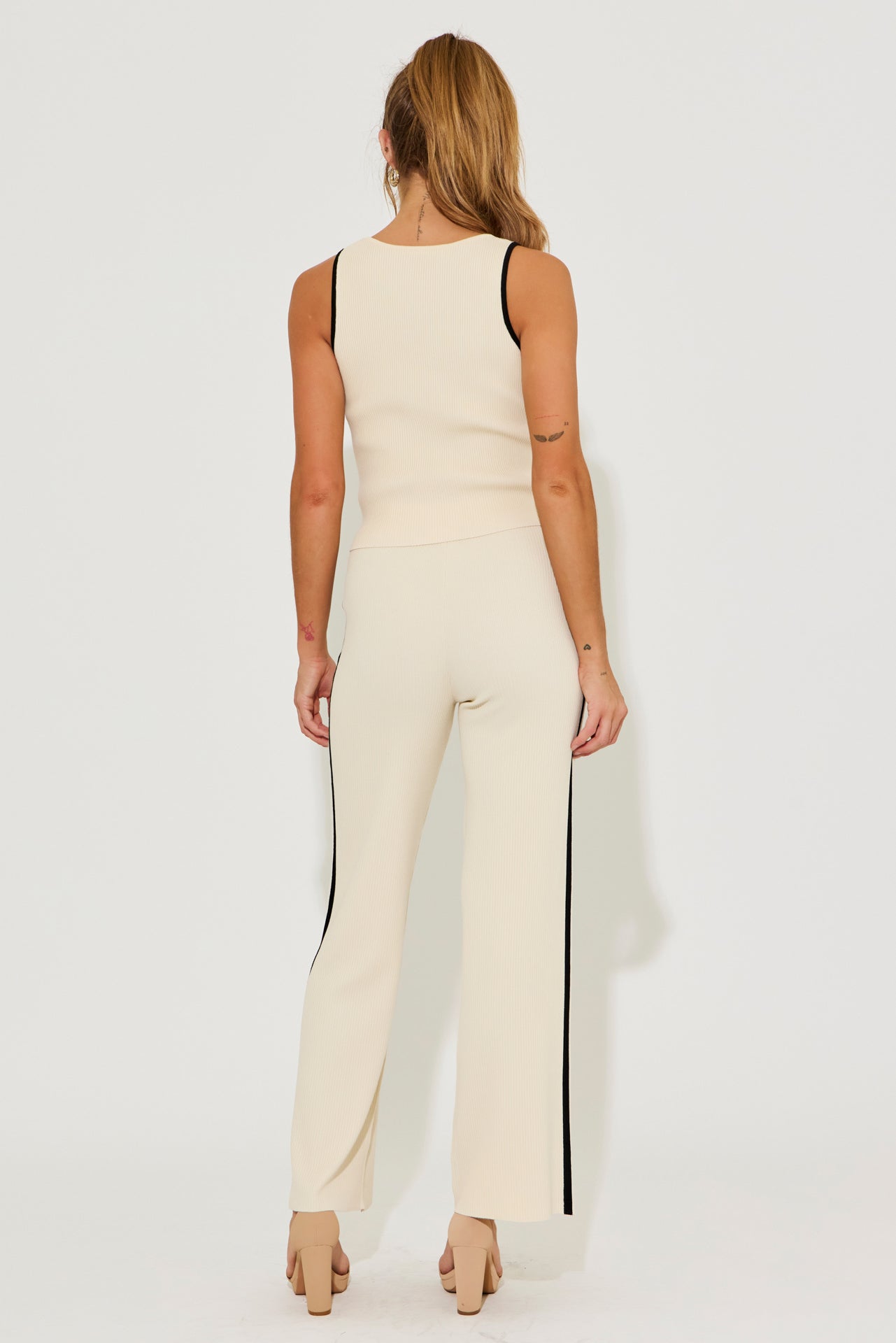 Lilith Ribbed Knit Tank Top With Pants Set