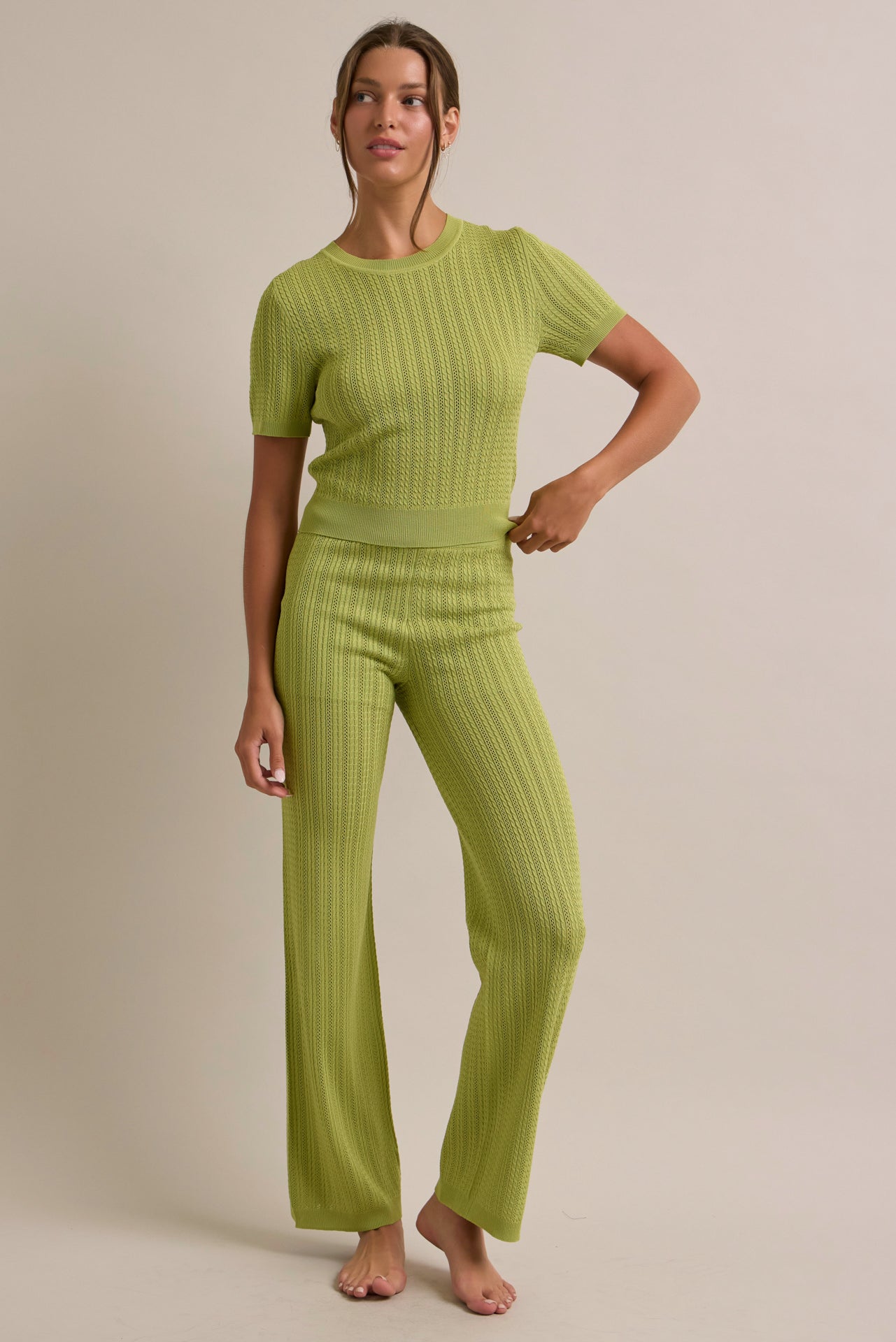 Mabel Short Sleeve Ribbed Top & Pants Set