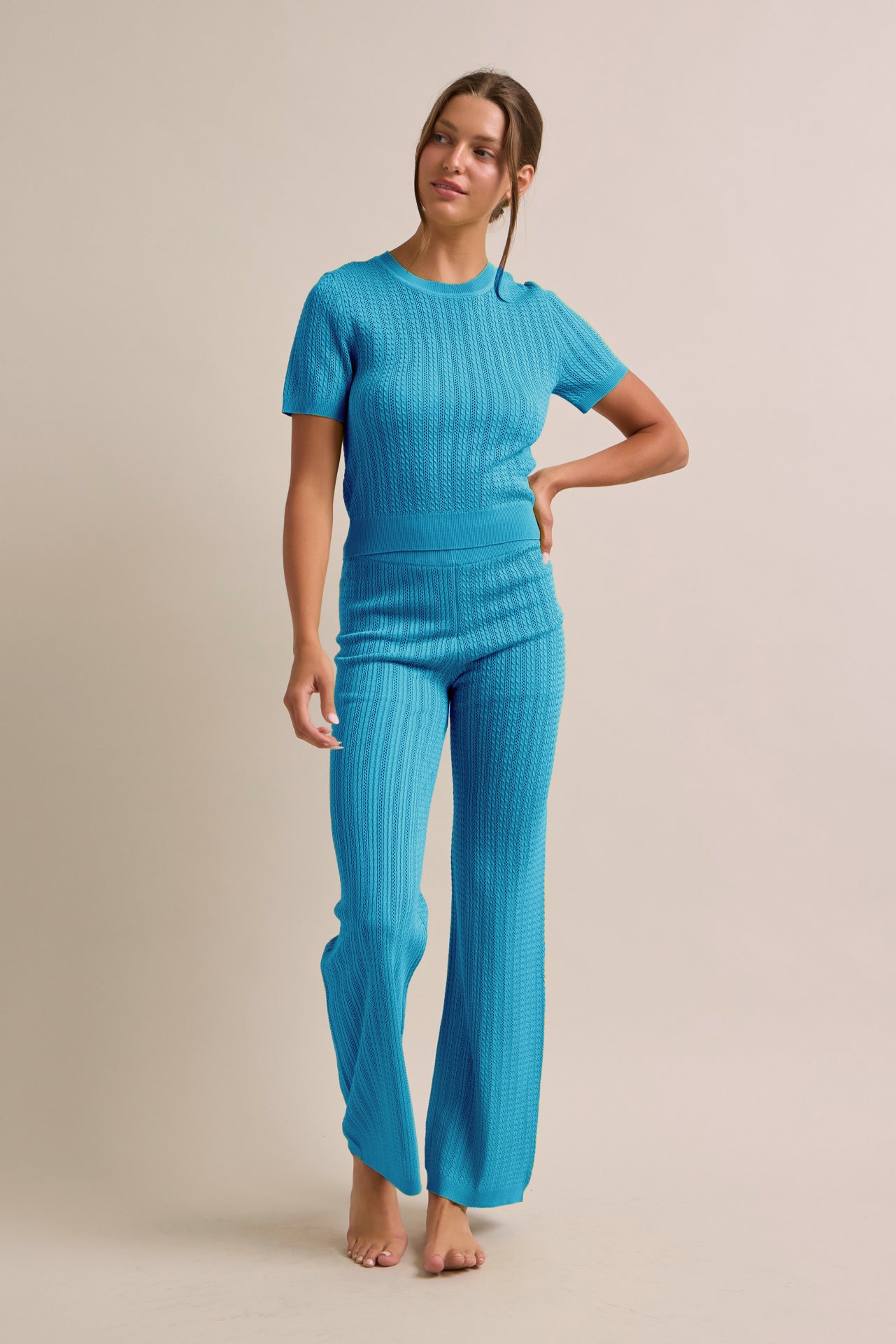 Mabel Short Sleeve Ribbed Top & Pants Set