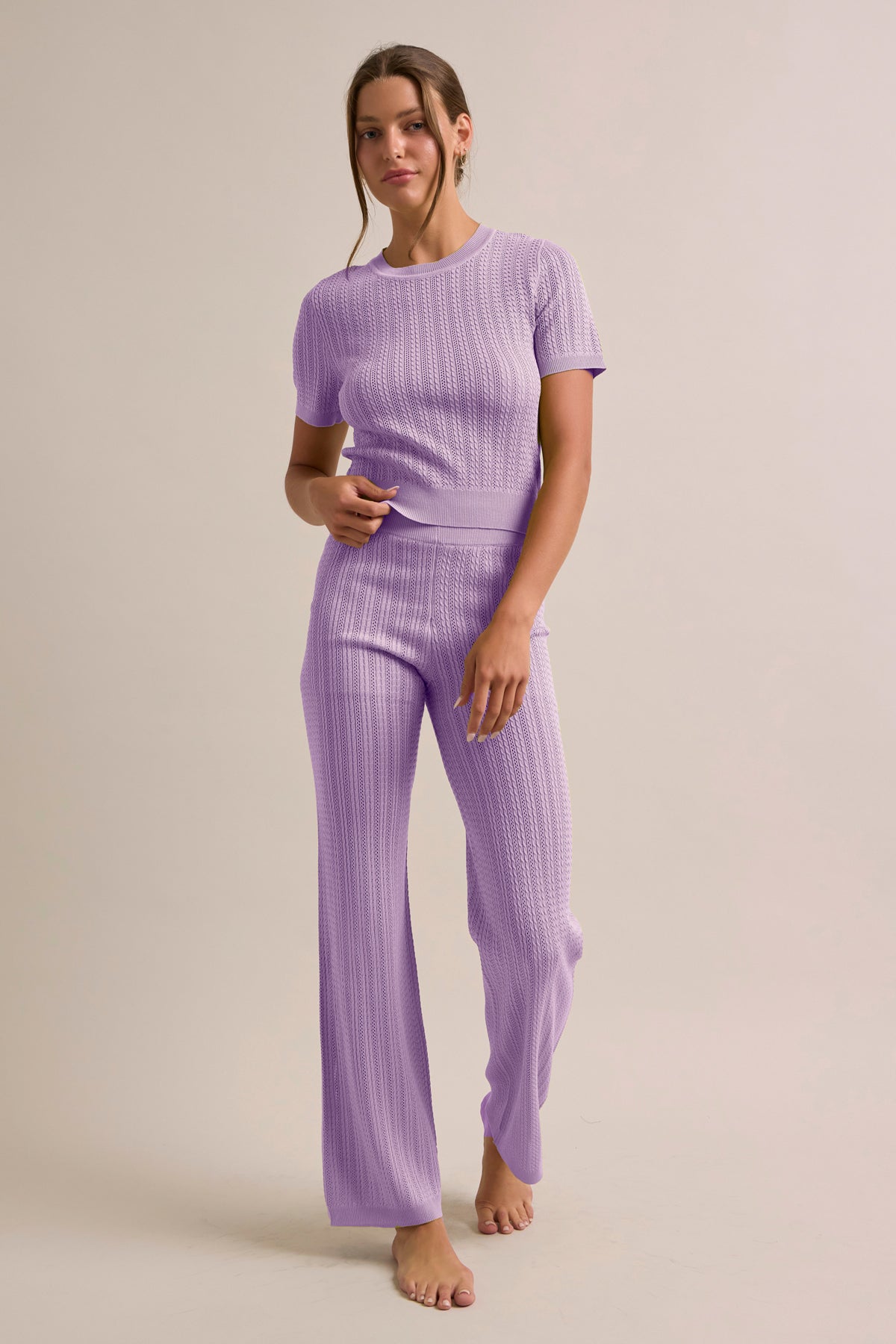 Mabel Short Sleeve Ribbed Top & Pants Set