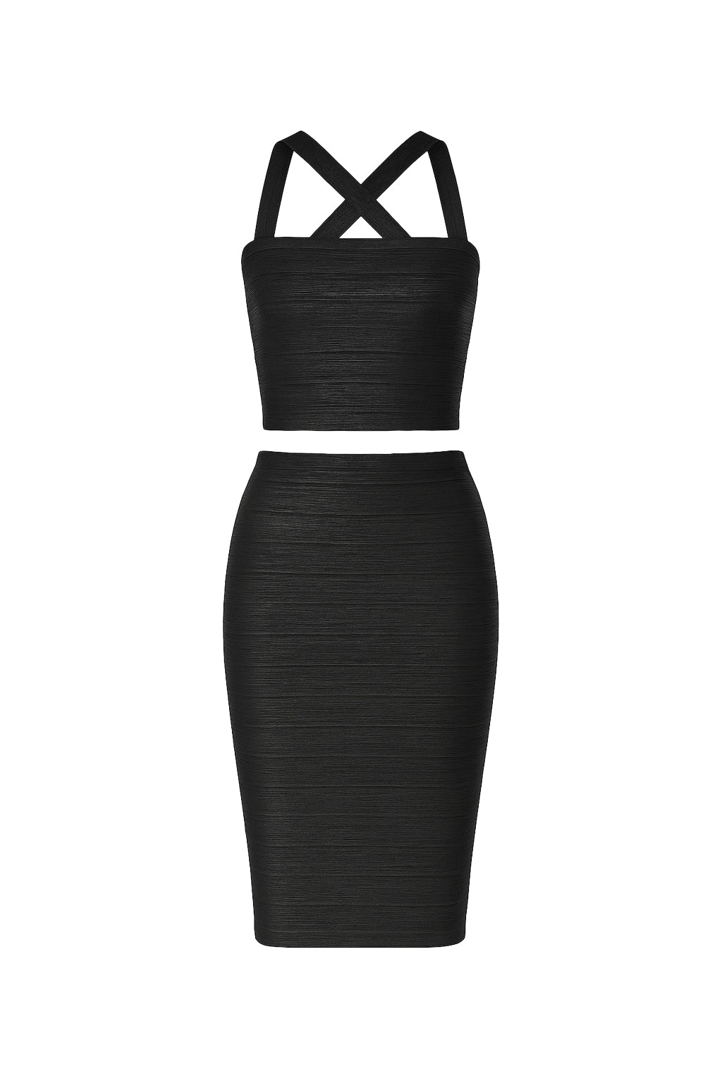 Metalic Coated Top and Skirt Set