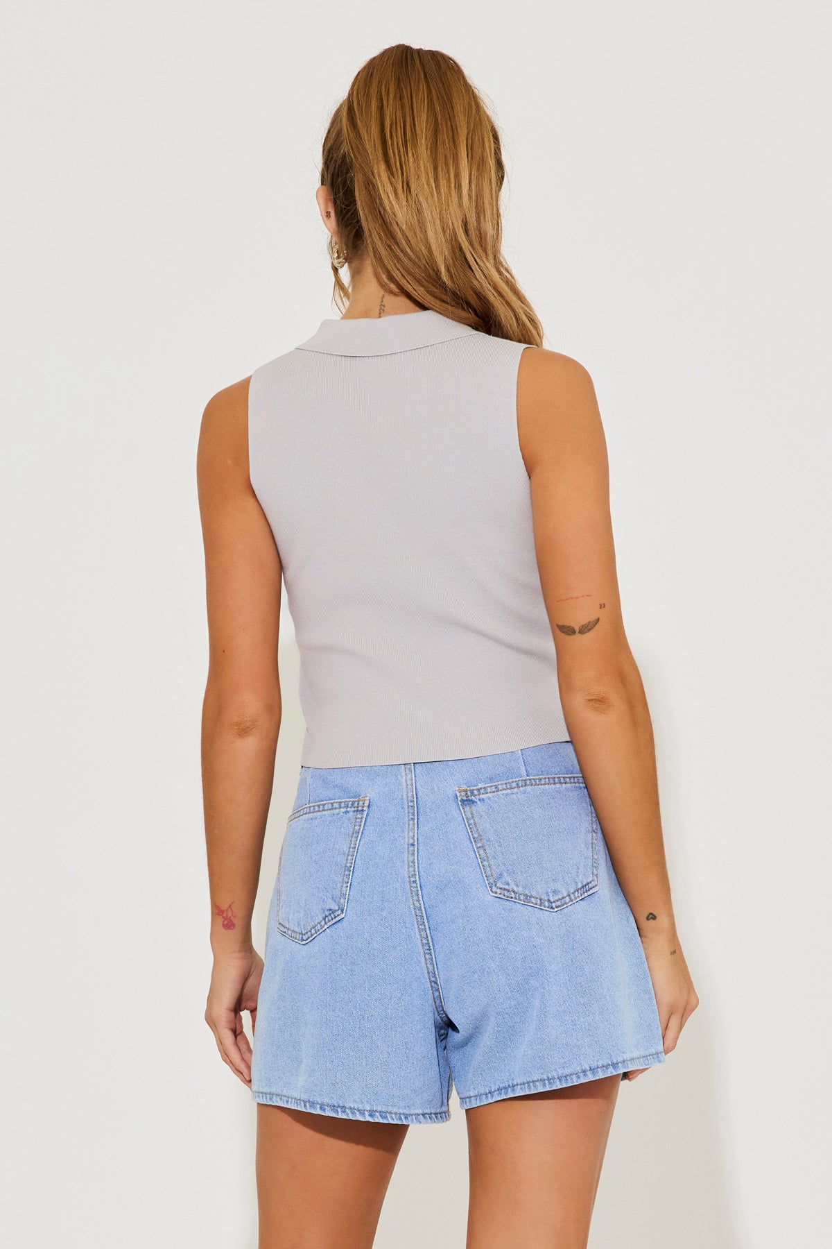 Emmy Knit Sleeveless Button Down Top