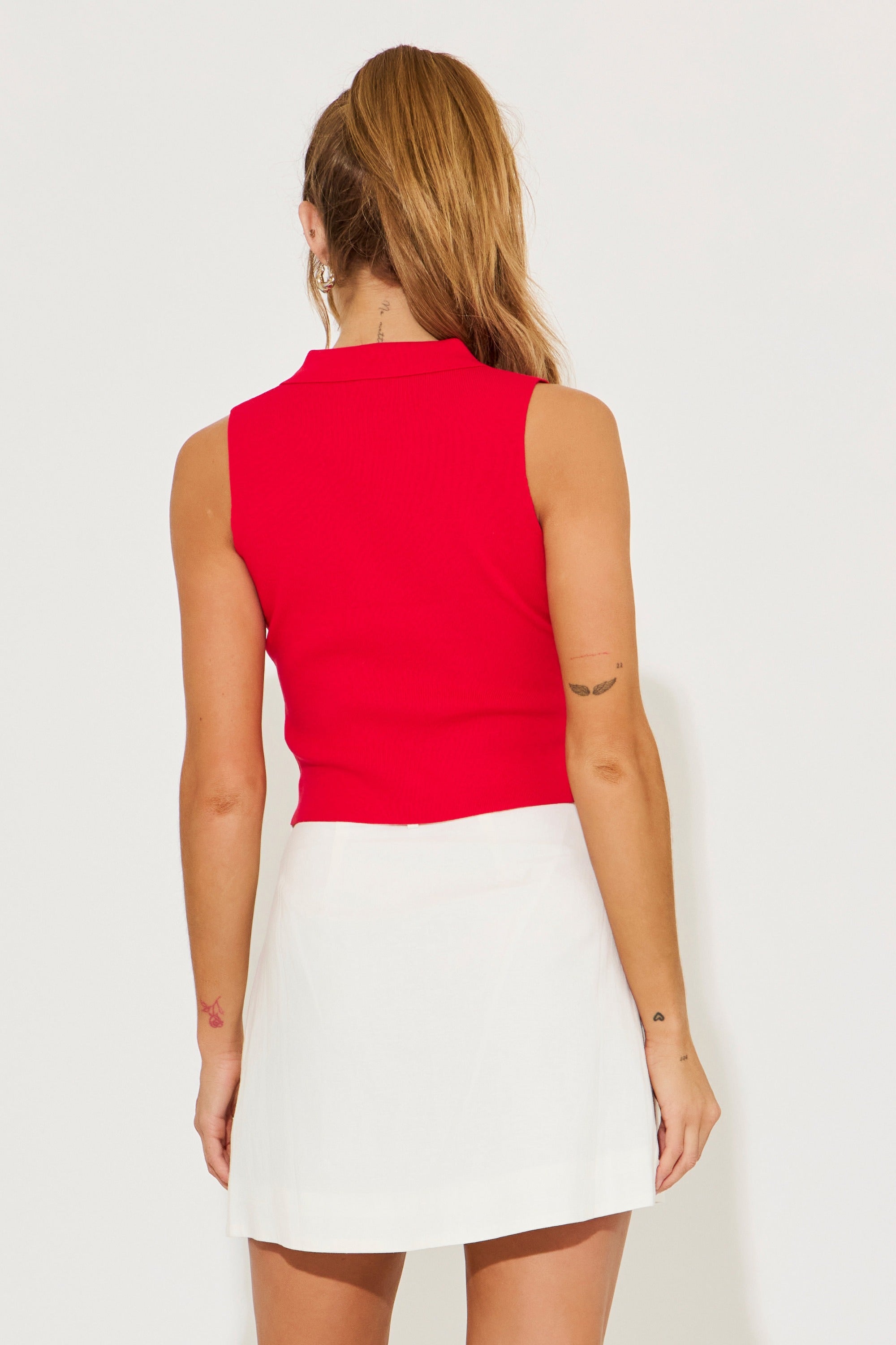 Emmy Knit Sleeveless Button Down Top