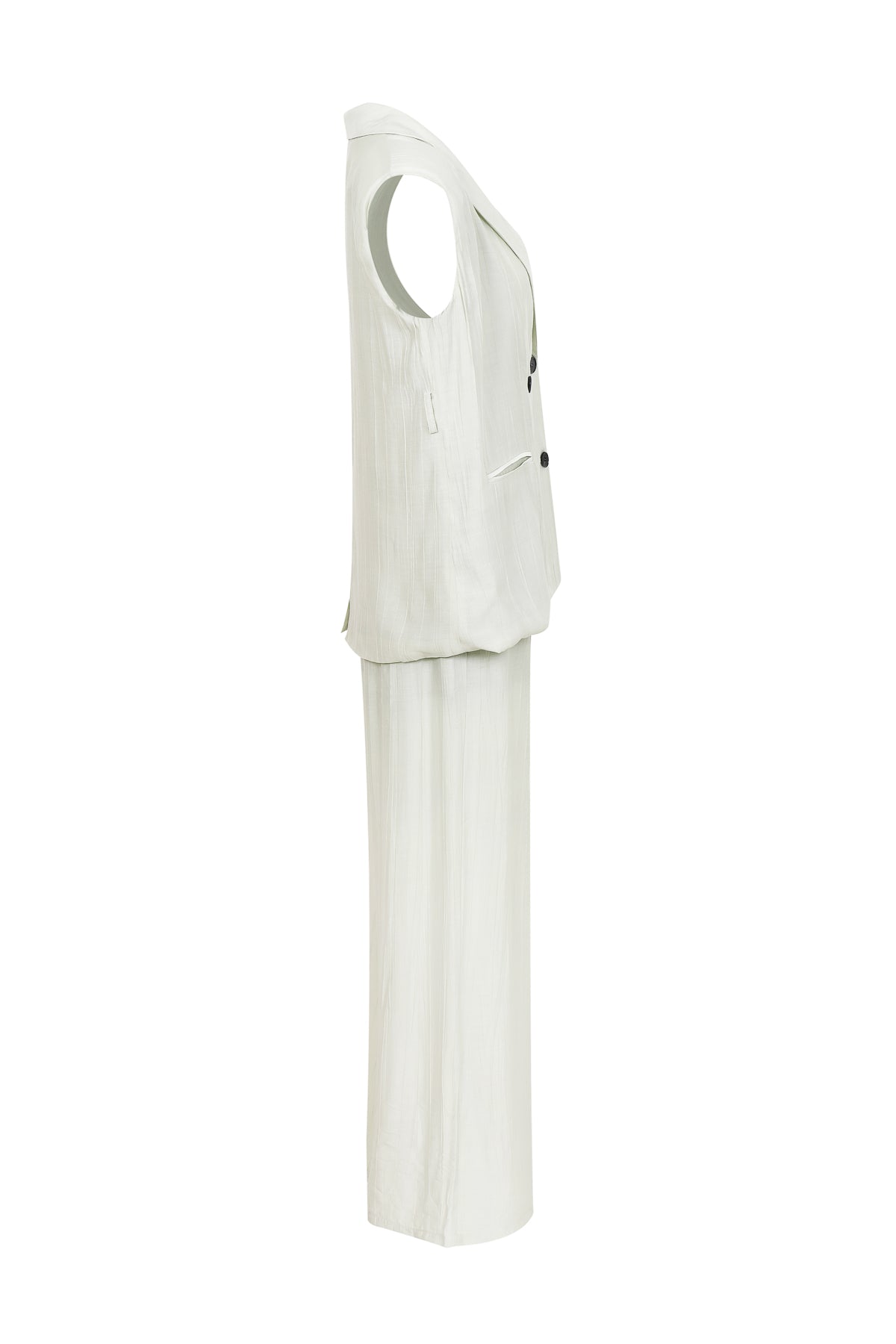 Woven Oversized Double Breasted Vest and Pants Set